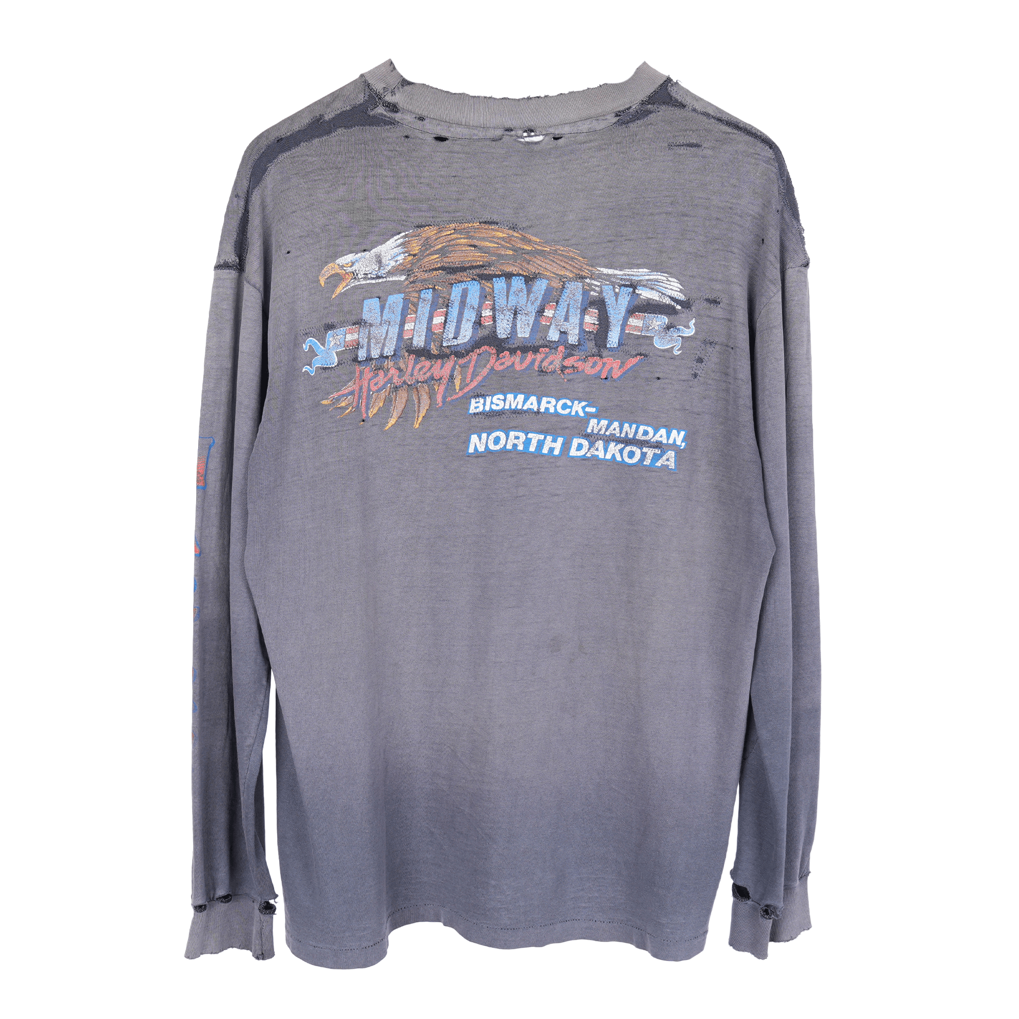 Vintage 1980S HARLEYS AND GOOD WHISKEY THRASHED FADED LONG SLEEVE T- Size US L / EU 52-54 / 3 - 2 Thumbnail