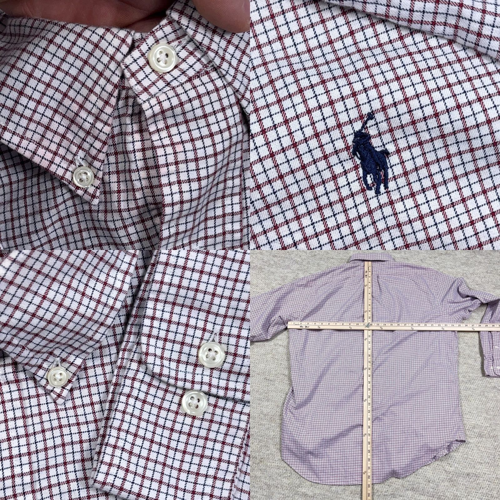 Ralph Lauren Ralph Lauren Shirt Men 16.5 34 Maroon Button Up Tattersall Plaid Blue Pony Large Color Red Classic Dress Shirt Mens Size US XL / EU 56 / 4 - 8 Thumbnail