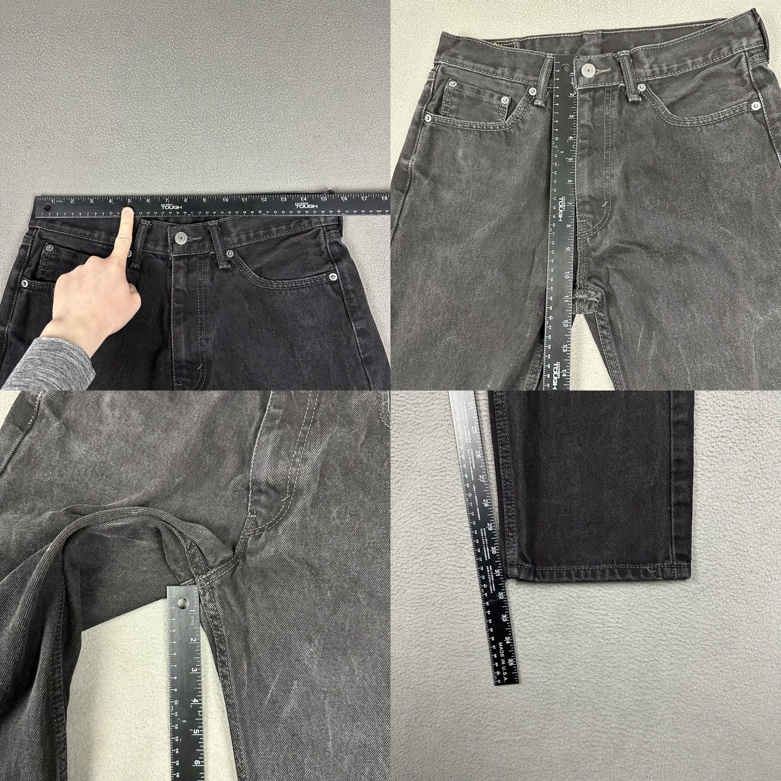 Levi's Levis 505 Regular Straight Jeans Mens 33x34 (Fits 31x31.5) Black Denim EUC Size US 33 - 9 Thumbnail