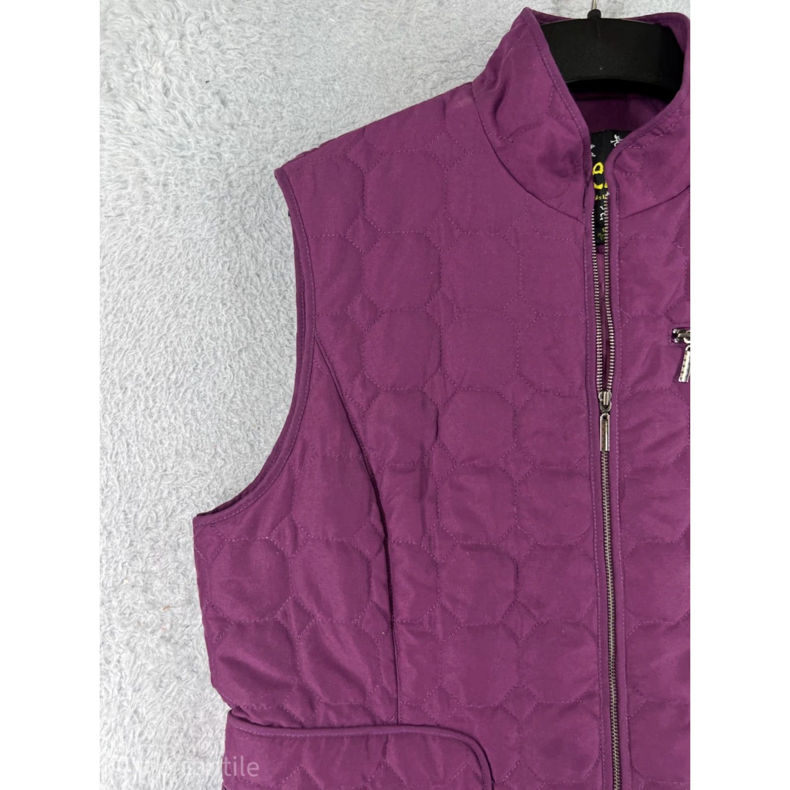 Vintage Aeros Vest Womens Medium Purple Quilted Full Zip Pockets Polyester Insulated Jacket Vest Size M / US 6-8 / IT 42-44 - 4 Thumbnail