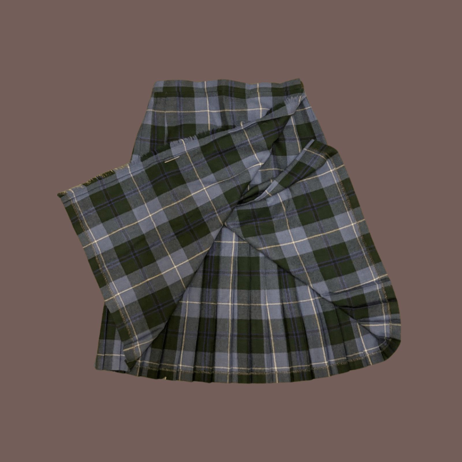 Vintage VTG Wool Kilt Skirt | Blue Plaid Buckle | Highland Archive Size 30" / US 8 / IT 44 - 3 Thumbnail