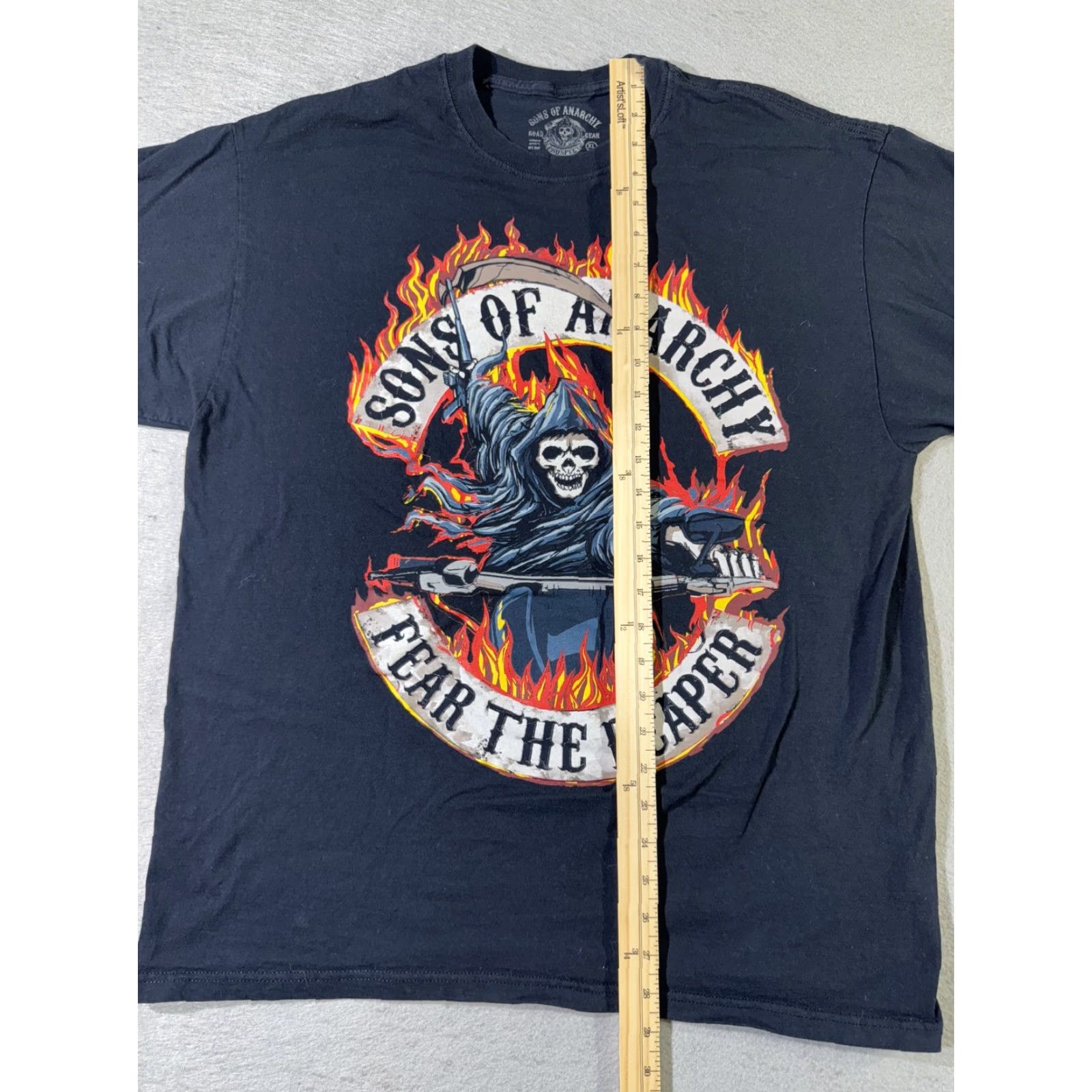 Vintage Sons of Anarchy Shirt Mens XL Black Fear The Reaper Flames Grim Reaper TV Show Jax Size US XL / EU 56 / 4 - 7 Thumbnail