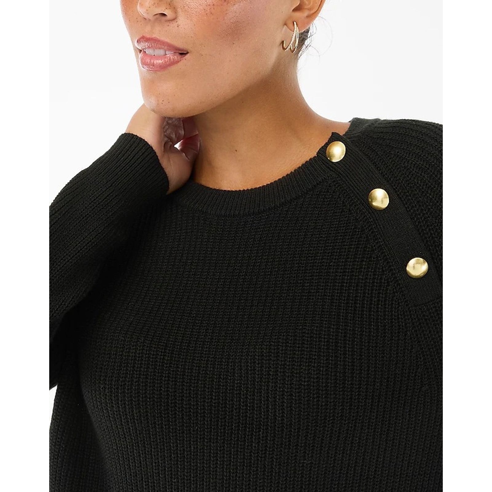 J.Crew J.CREW FACTORY Button Raglan Crewneck Sweater ~ Black ~ M Size M / US 6-8 / IT 42-44 - 3 Thumbnail