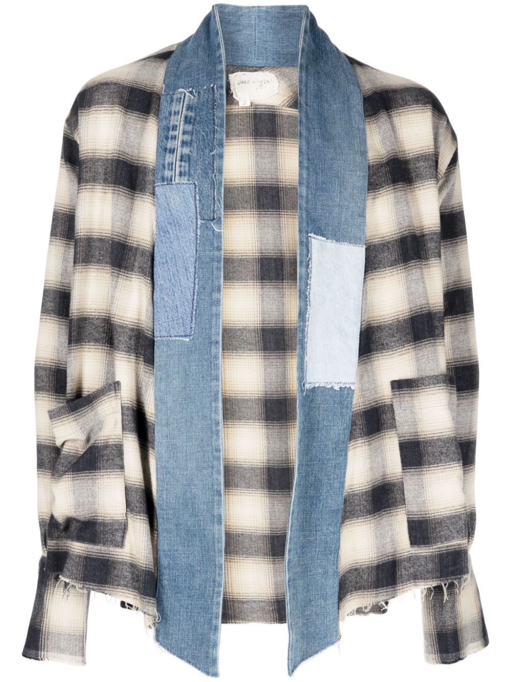 Greg Lauren $1k Greg Lauren Beige Plaid GL1 Kimono Jacket Size US XS / EU 42 / 0 - 3 Thumbnail