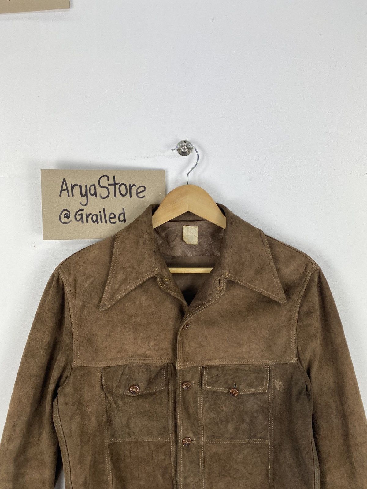 Japanese Brand Vintage 70’s Suede Leather Brown Jacket Button Up Size US XS / EU 42 / 0 - 7 Thumbnail