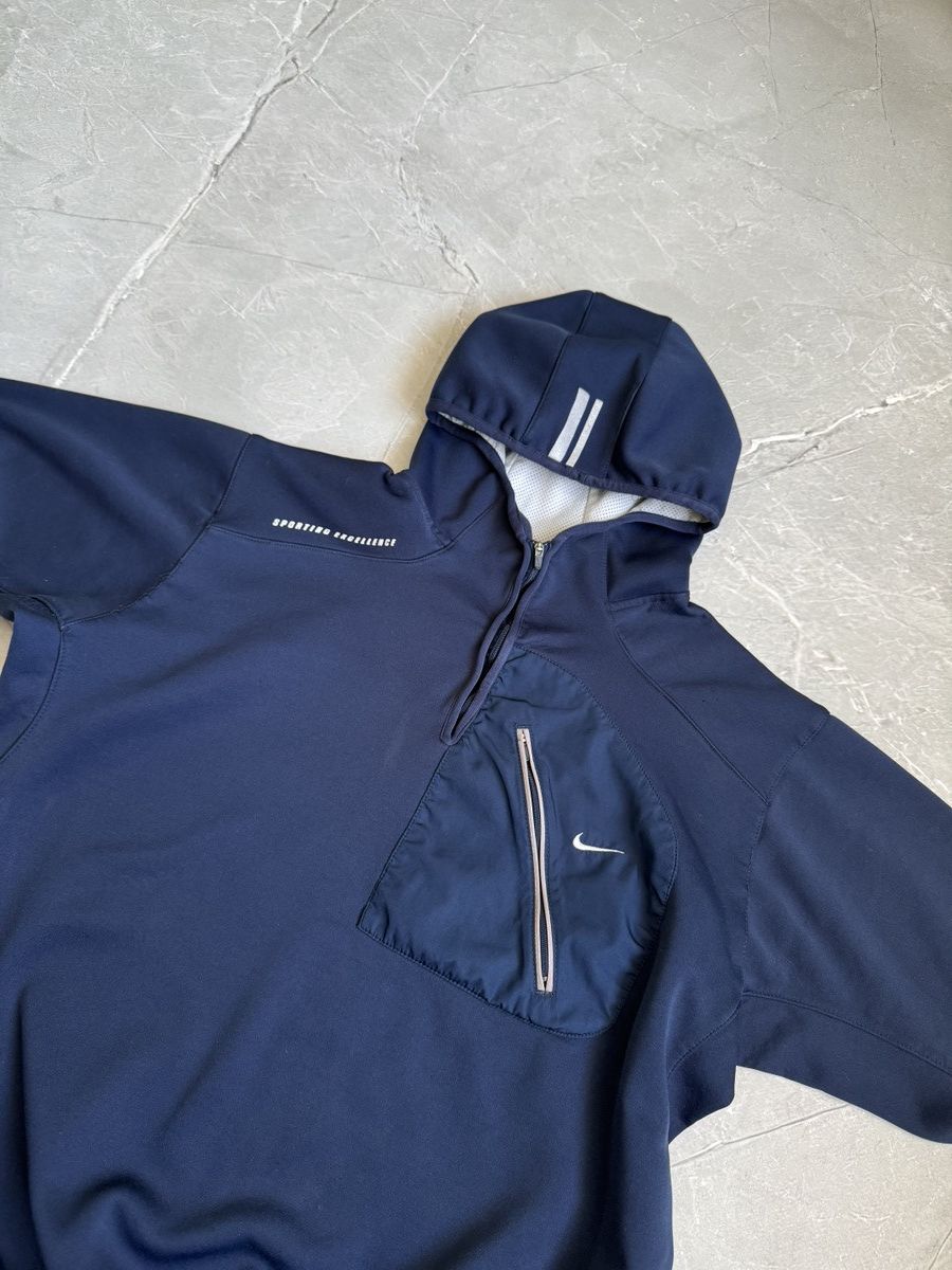Nike Vintage 00s Nike Ninja Hoodie 1/2 Zip Navy Small Swoosh Y2k Size US M / EU 48-50 / 2 - 5 Thumbnail