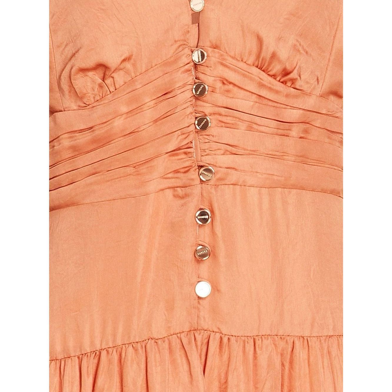 Sandro Sandro Gathered Tiered Satin Mini Dress Salmon Size FR 36 / Size S / US 4 / IT 40 - 4 Thumbnail