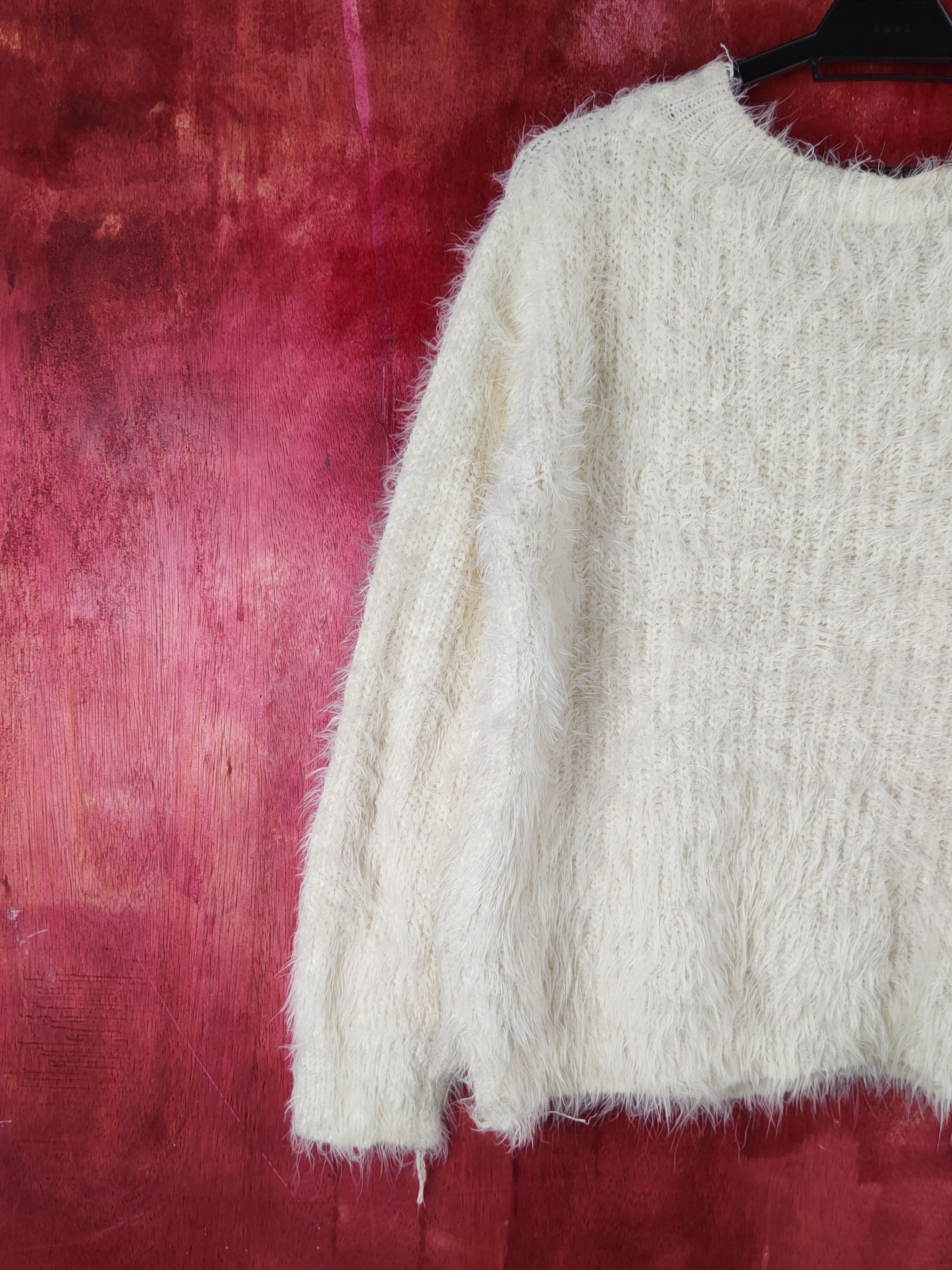 Homespun Knitwear Shake Shake Ivory Shag Shaggy Fur Mohair Knitwear #S1927 Size S / US 4 / IT 40 - 8 Thumbnail