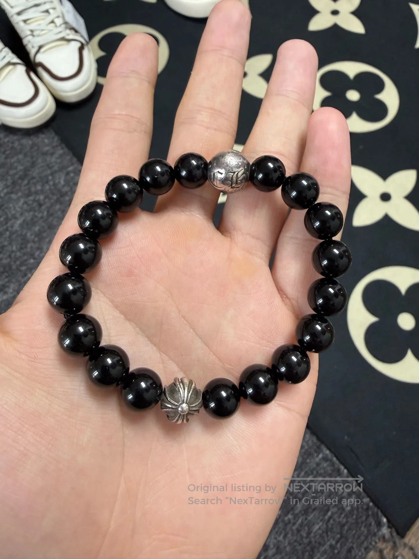 Chrome Hearts CHROME HEARTS Obsidian Double Silver Bead Bracelet| Size ONE SIZE - 2 Thumbnail