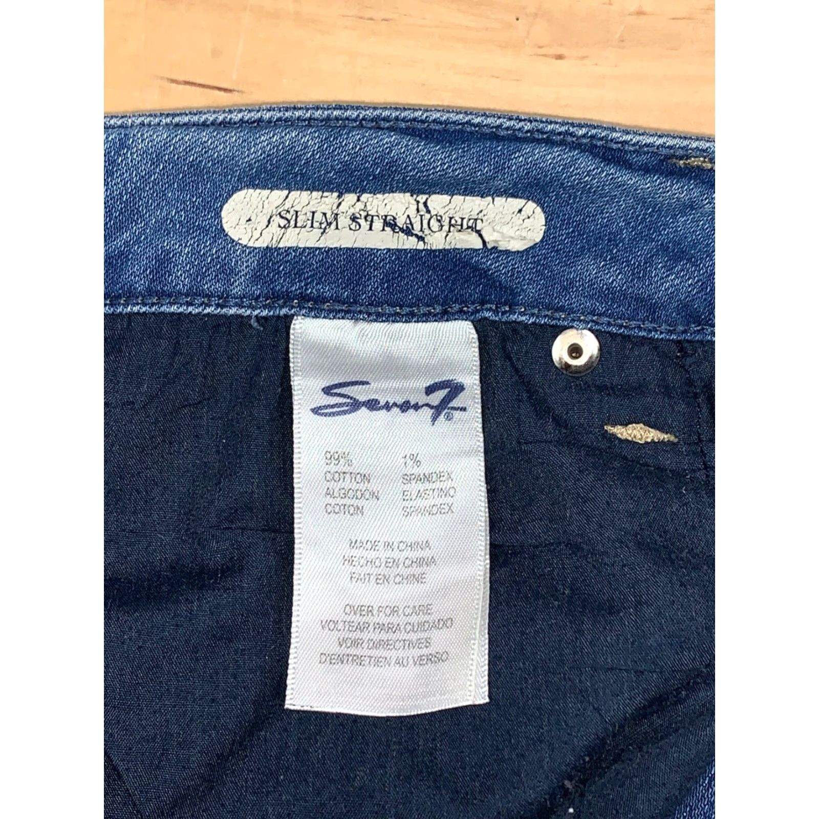 Vintage Seven7 Womens Jeans Slim Straight Blue Size 8 Distress 5115 Denim Mid Rise 30 In Inseam Regular Size 30" / US 8 / IT 44 - 6 Thumbnail