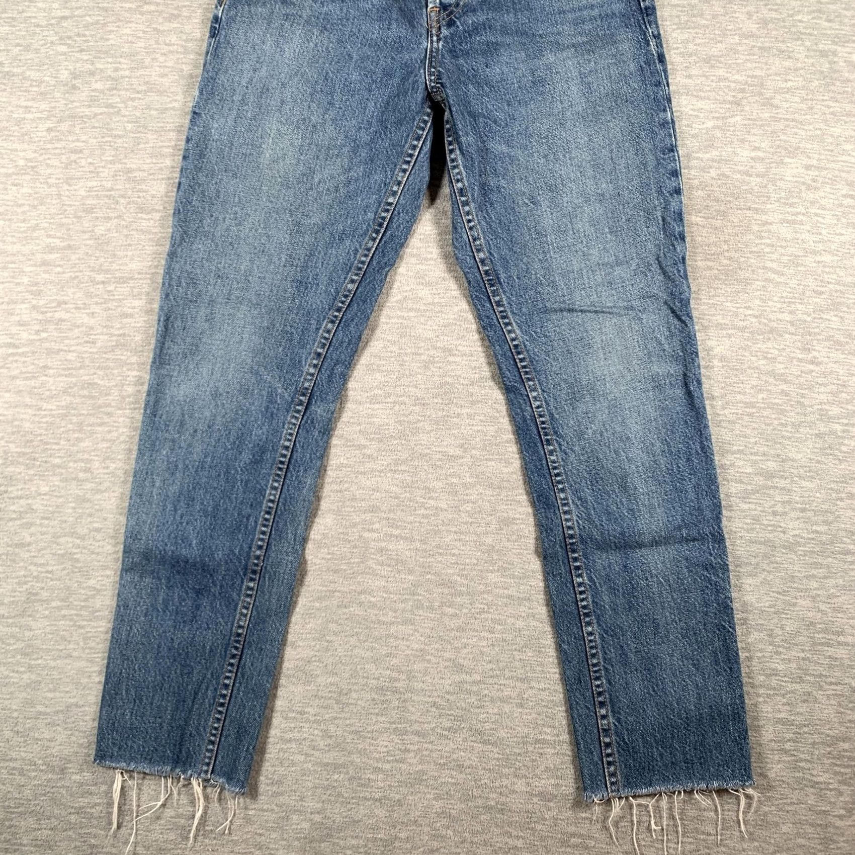 RE/DONE VINTAGE RE/DONE Jeans Womens 25 Blue Medium Wash High Rise Ankle Crop Raw Hem USA Size 42" / US 20 - 3 Thumbnail