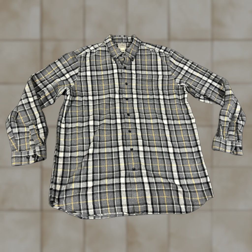 Vintage VINTAGE L.L.Bean Shirt Mens XLT Gray Plaid Flannel Long Sleeve Tall Button Front Size US XL / EU 56 / 4 - 1 Thumbnail