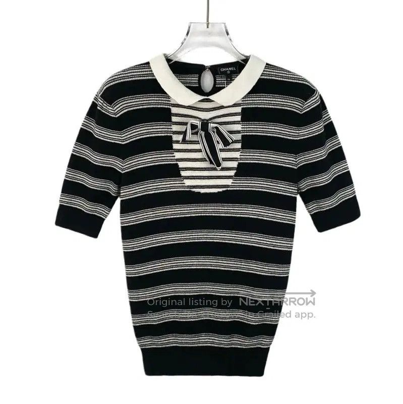 Chanel Chanel Striped Nylon T-Shirt with Bow . Size XXS / US 00 / IT 34 - 1 Thumbnail