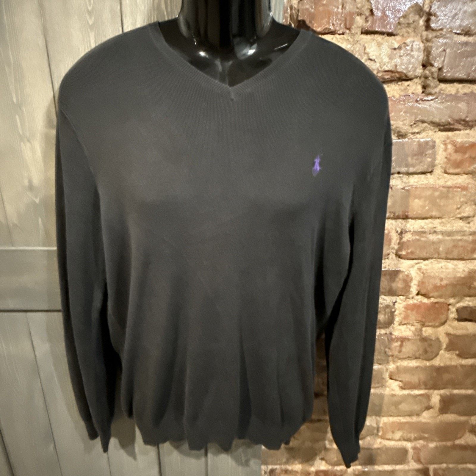 Ralph Lauren Polo Ralph Lauren Sweater Mens M Black Pima Cotton V-Neck Size US M / EU 48-50 / 2 - 2 Thumbnail