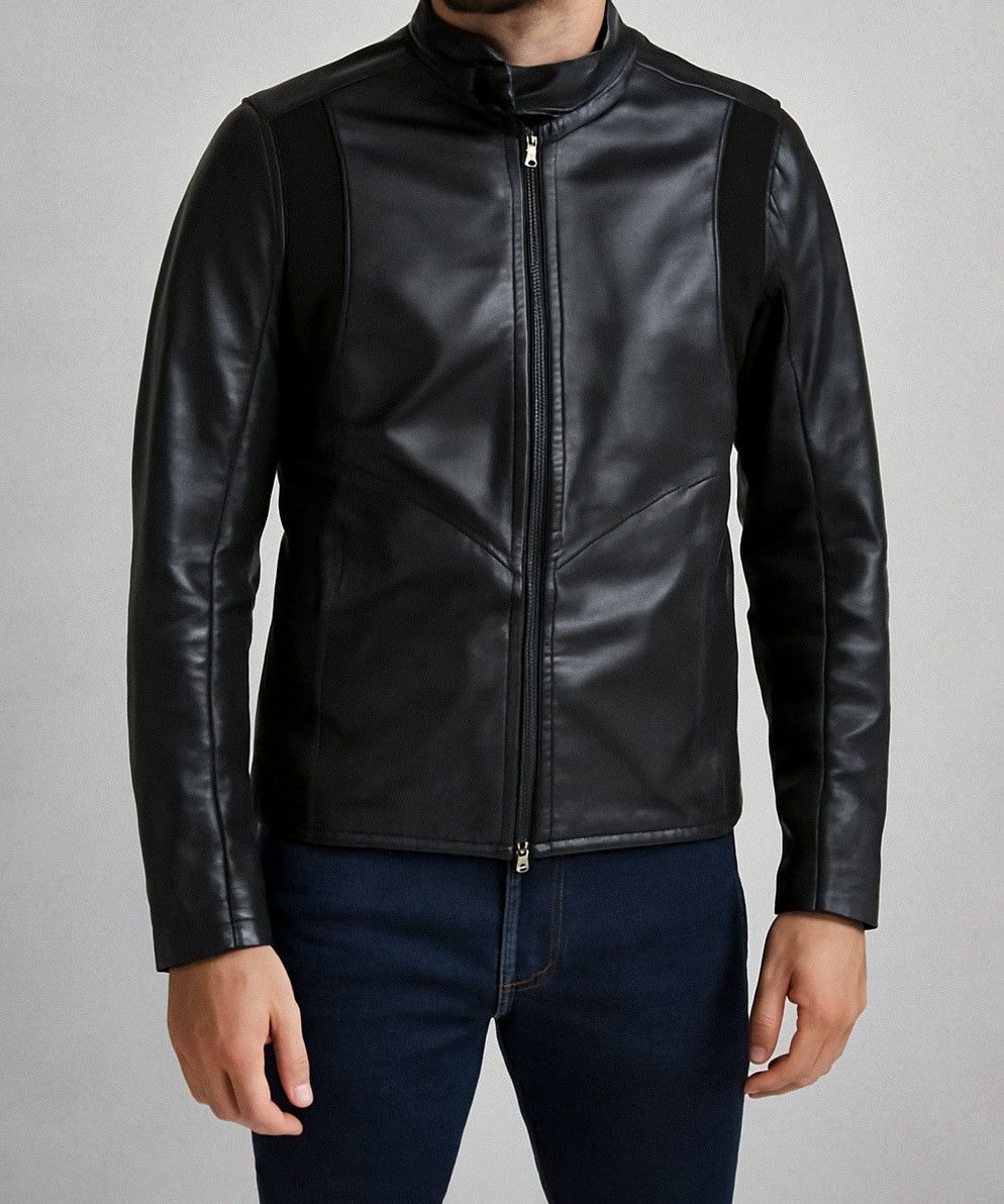 Prada 🔴 PRADA Leather Jacket Black Zip Bomber Pockets Nylon Size US M / EU 48-50 / 2 - 3 Thumbnail