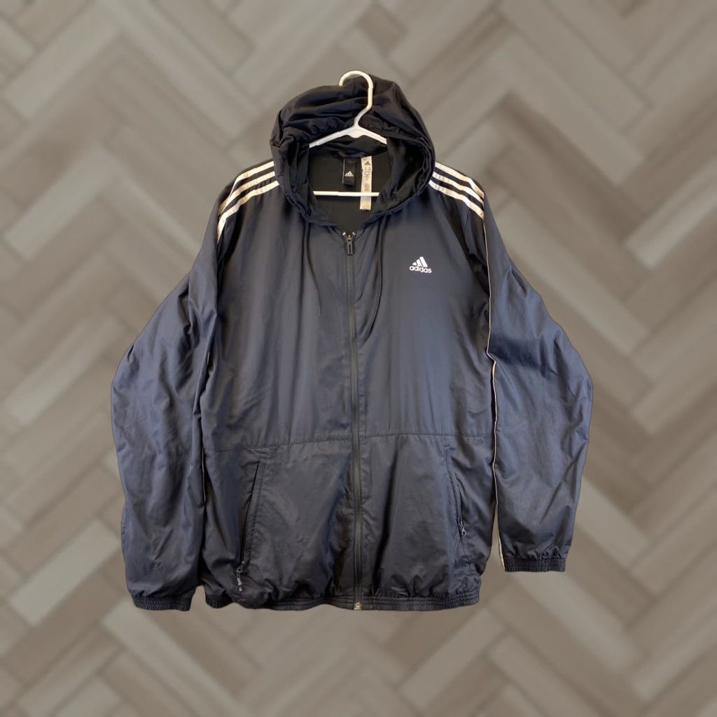 Adidas adidas Windbreaker Jacket Mens XL Black Sports Casual All Seasons Athletic - 89-25 Size US XL / EU 56 / 4 - 1 Thumbnail