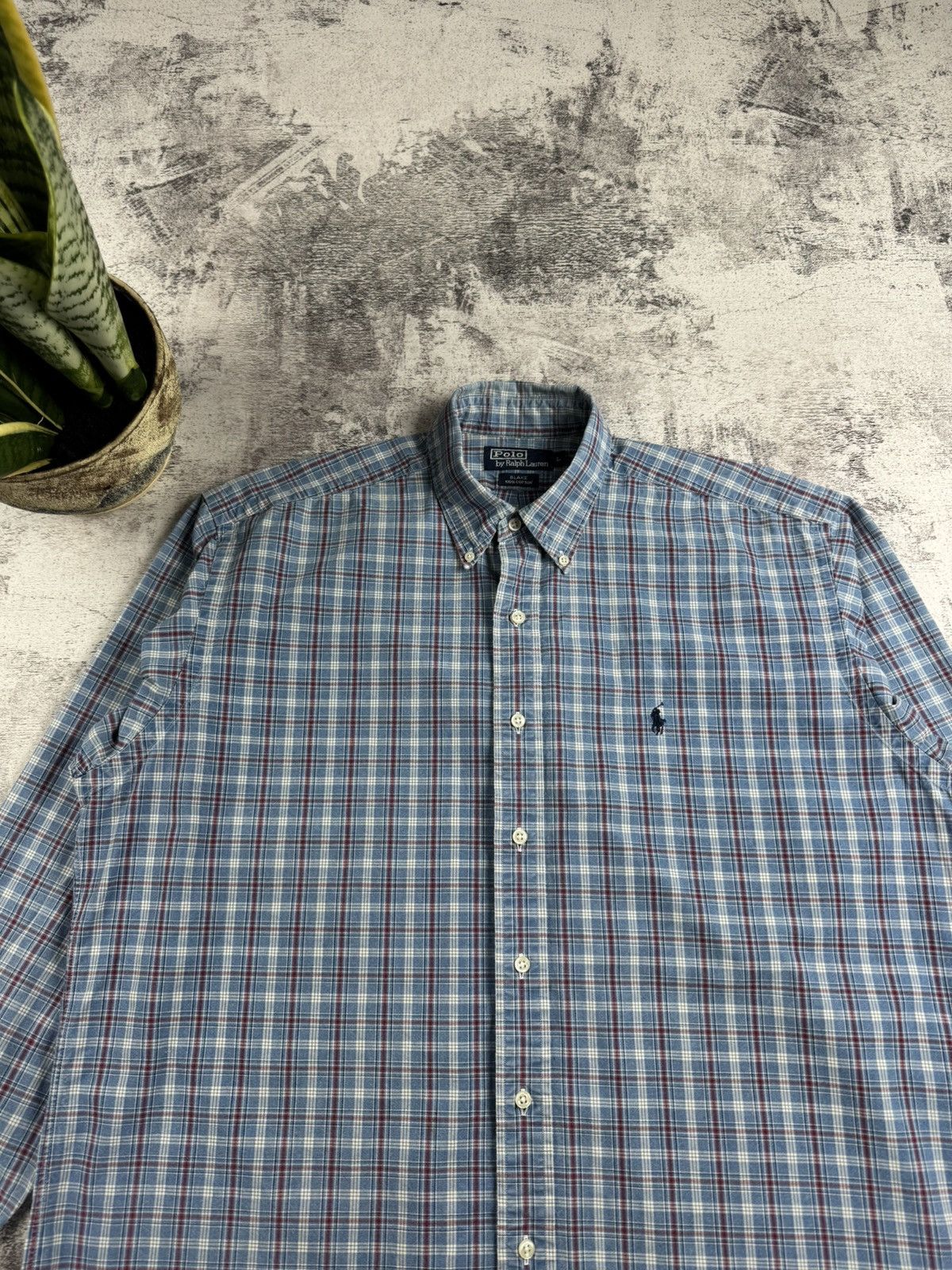 Polo Ralph Lauren Polo Ralph Lauren Blake Plaid Large Button Checked Blue Oxford LongSleeve Shirt Size US L / EU 52-54 / 3 - 5 Thumbnail