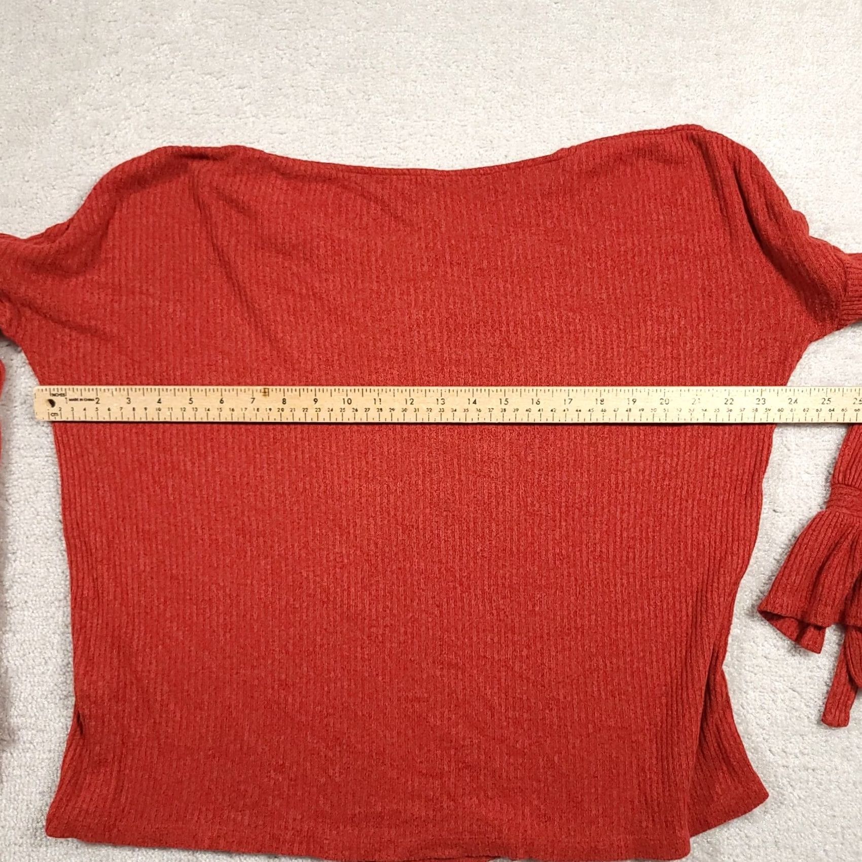Lucky Brand Lucky Brand Sweater Women's XL Dark Orange Boat Neck Knit Ribbed Tie Sleeve Flared Sleeve Knit Pullover Size XL / US 12-14 / IT 48-50 - 5 Thumbnail
