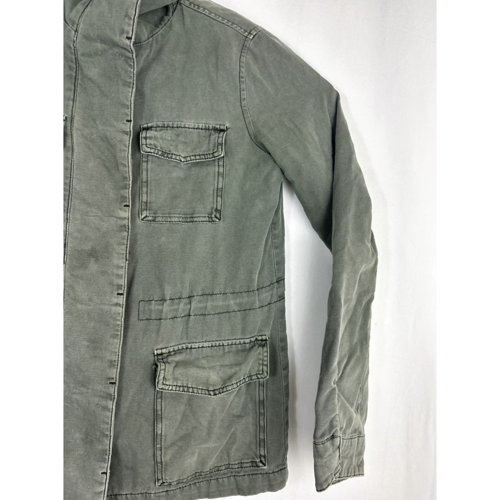 Vintage Ecote Women Field Jacket Military Green Itili Long Sleeve Cotton Button Down S Jacket Womens Army Style Pockets Size S / US 4 / IT 40 - 3 Thumbnail