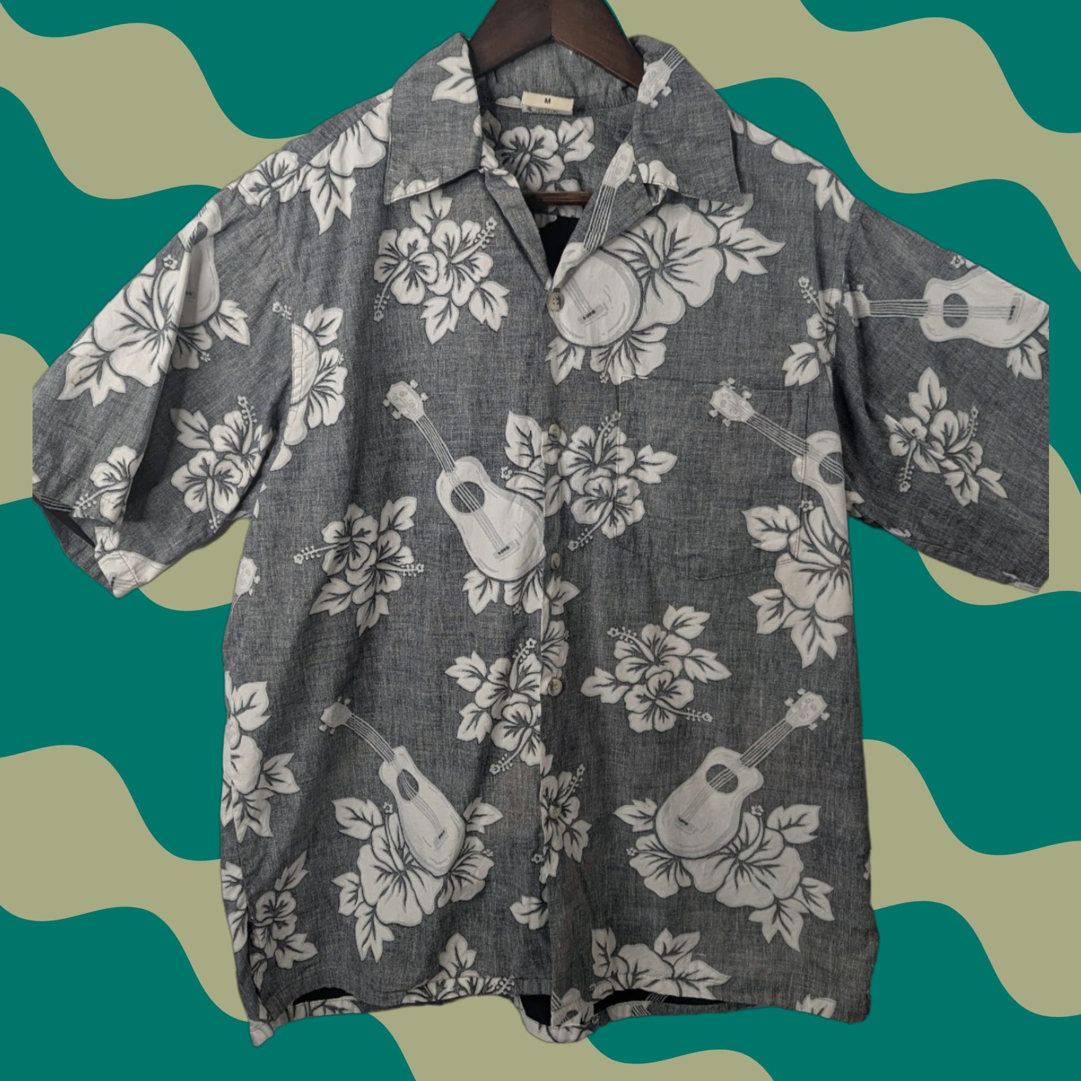 Vivobarefoot VTG Go Barefoot Shirt Men's M Floral Hawaiian Aloha Reverse Collar Button Short Sleeve Gray 100% Cotton Pocket Size US M / EU 48-50 / 2 - 1 Thumbnail