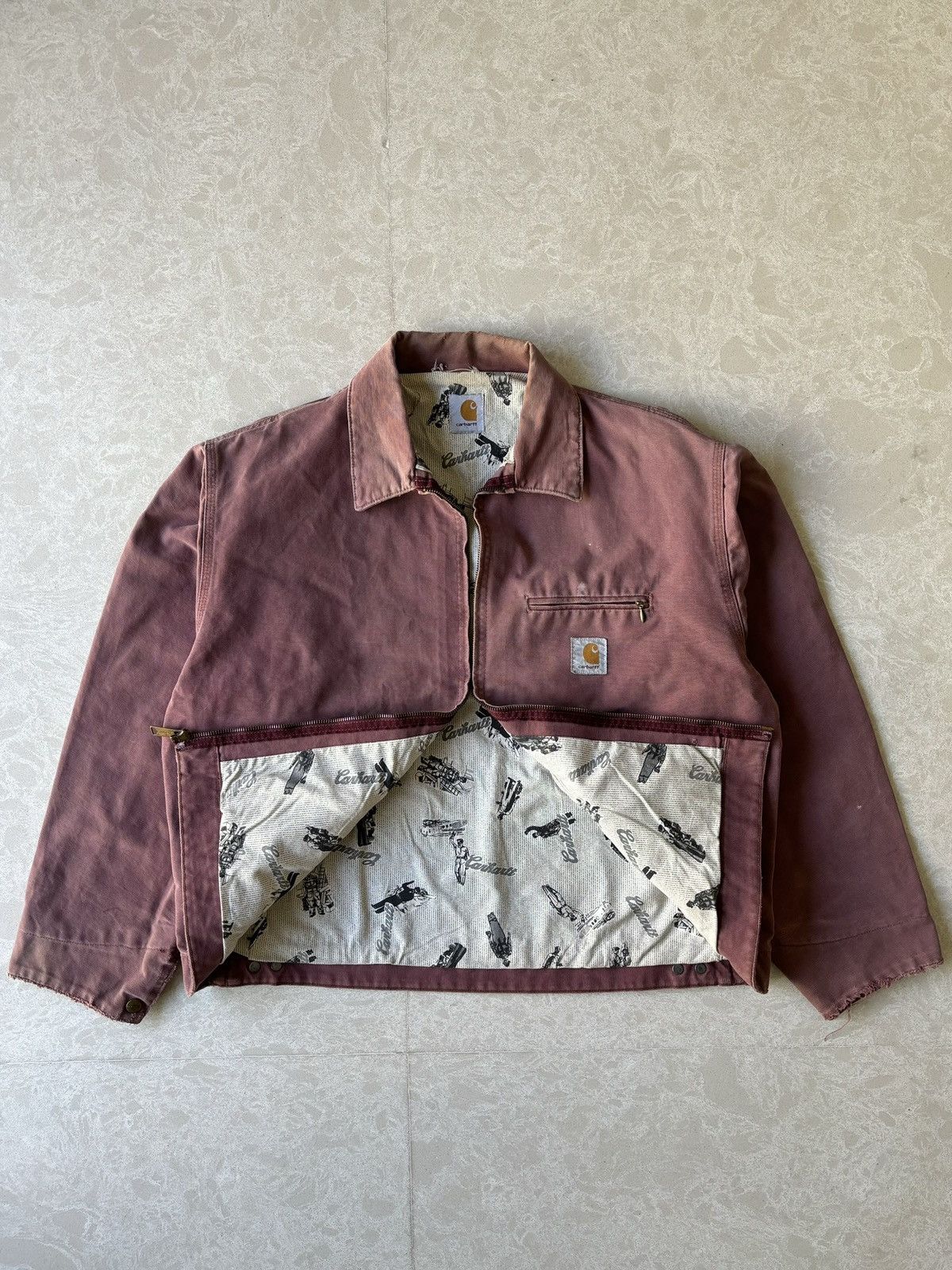 image of 1994 Carhartt Detroit Jacket Redwood in Salmon Pink, Men's (Size Large)