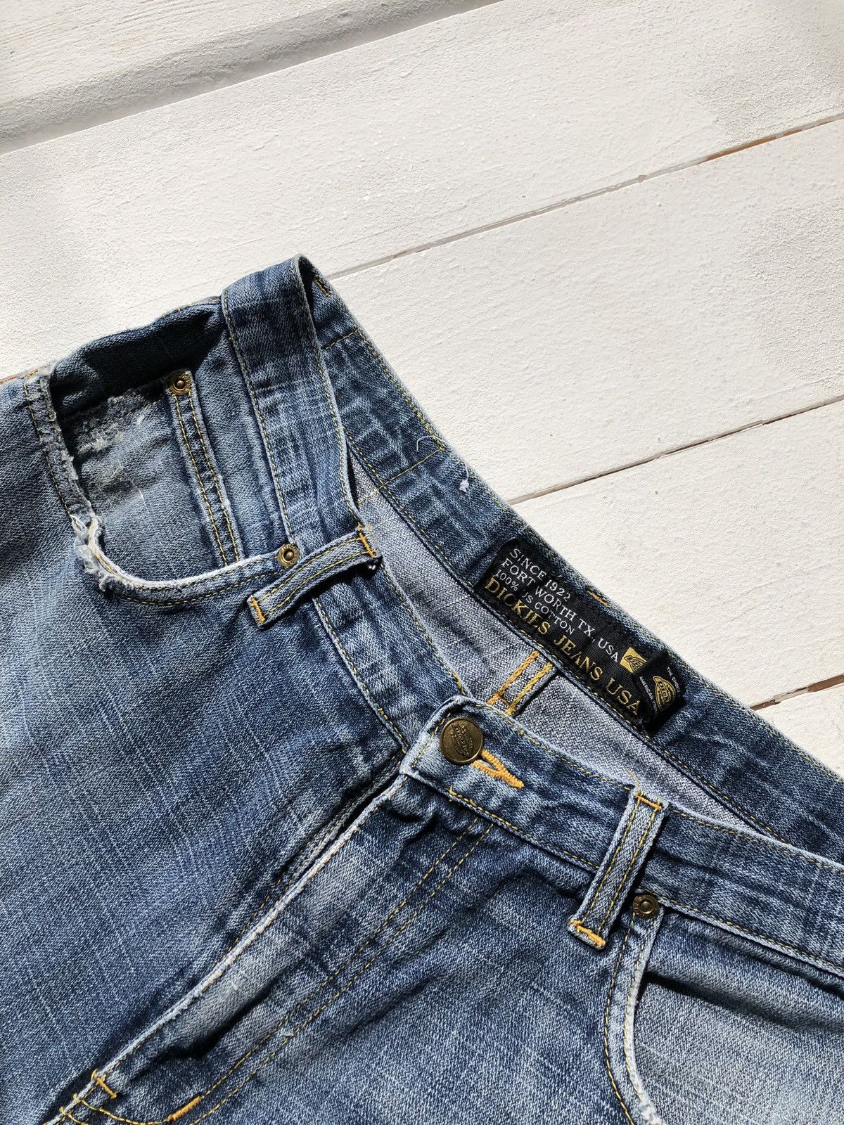 Dickies × Vintage 90s Dickies USA MADE Vintage Work Blue Baggy Denim Jeans Size US 34 / EU 50 - 4 Thumbnail