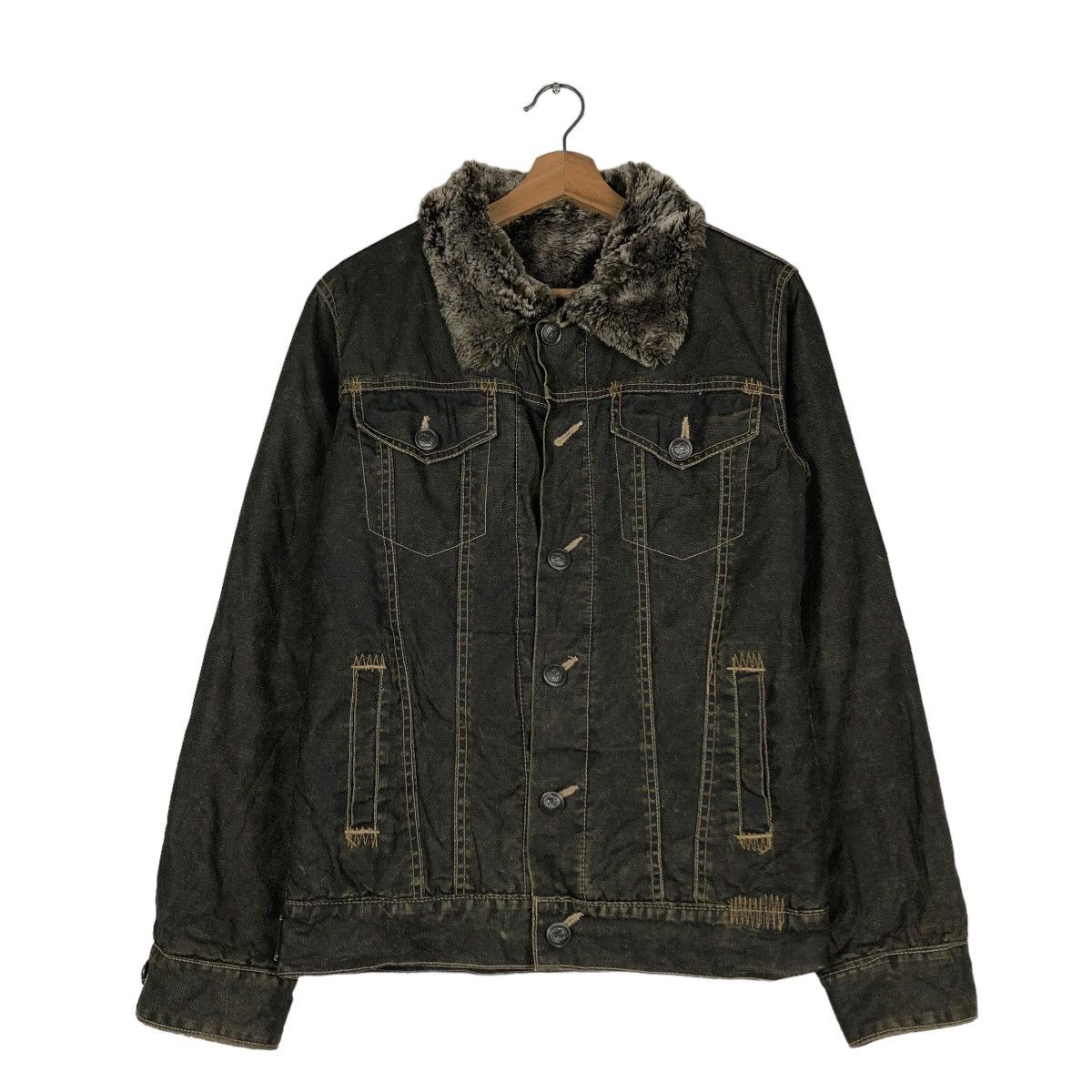 Japanese Brand 🔥VINTAGE BIKER JACKET TRUCKER MINK FUR LINING ISSEY MIYAKE Size US S / EU 44-46 / 1 - 3 Thumbnail