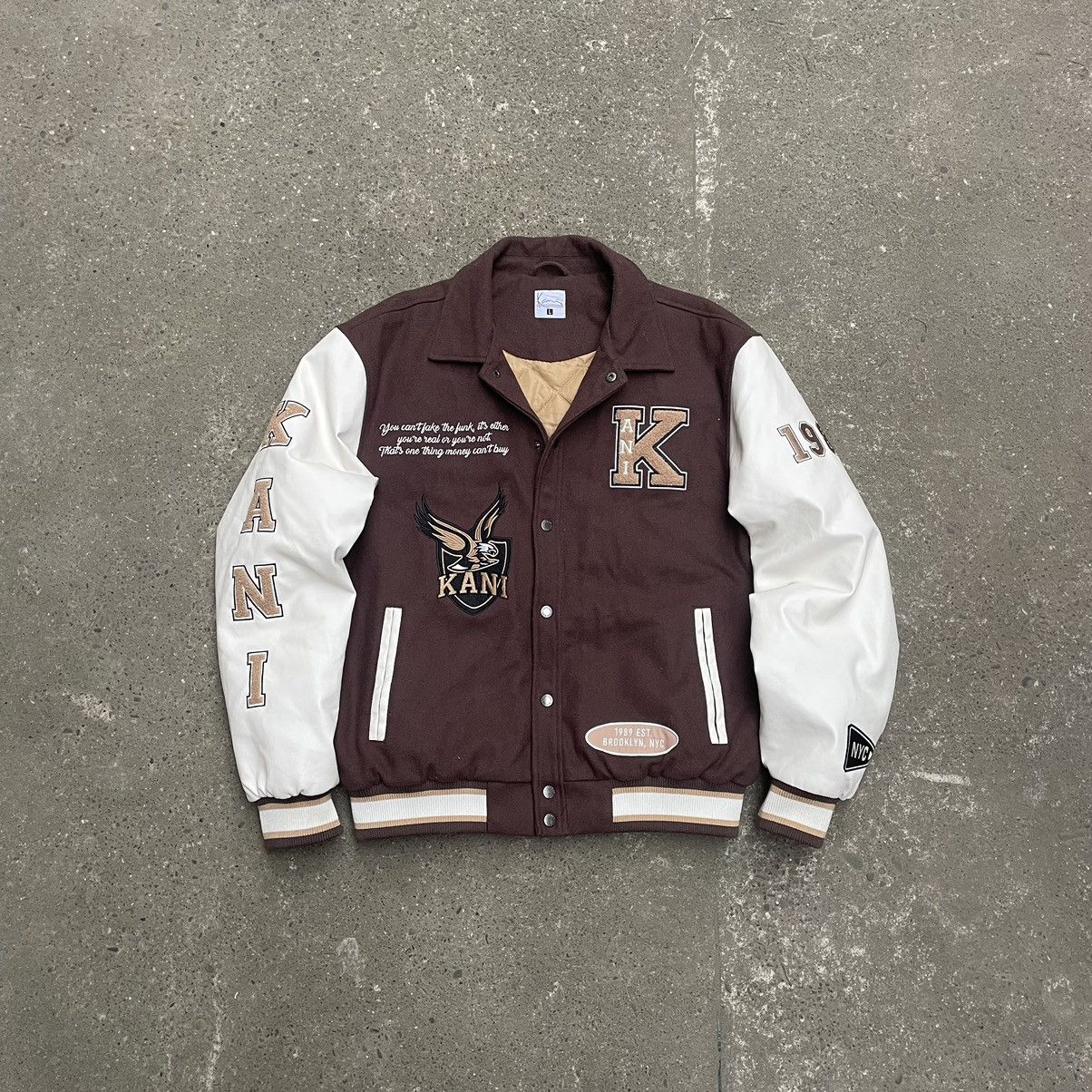 Karl Kani × Vintage Vintage Karl Kani Big Logo Varsity Bomber Jacket Size US L / EU 52-54 / 3 - 2 Thumbnail