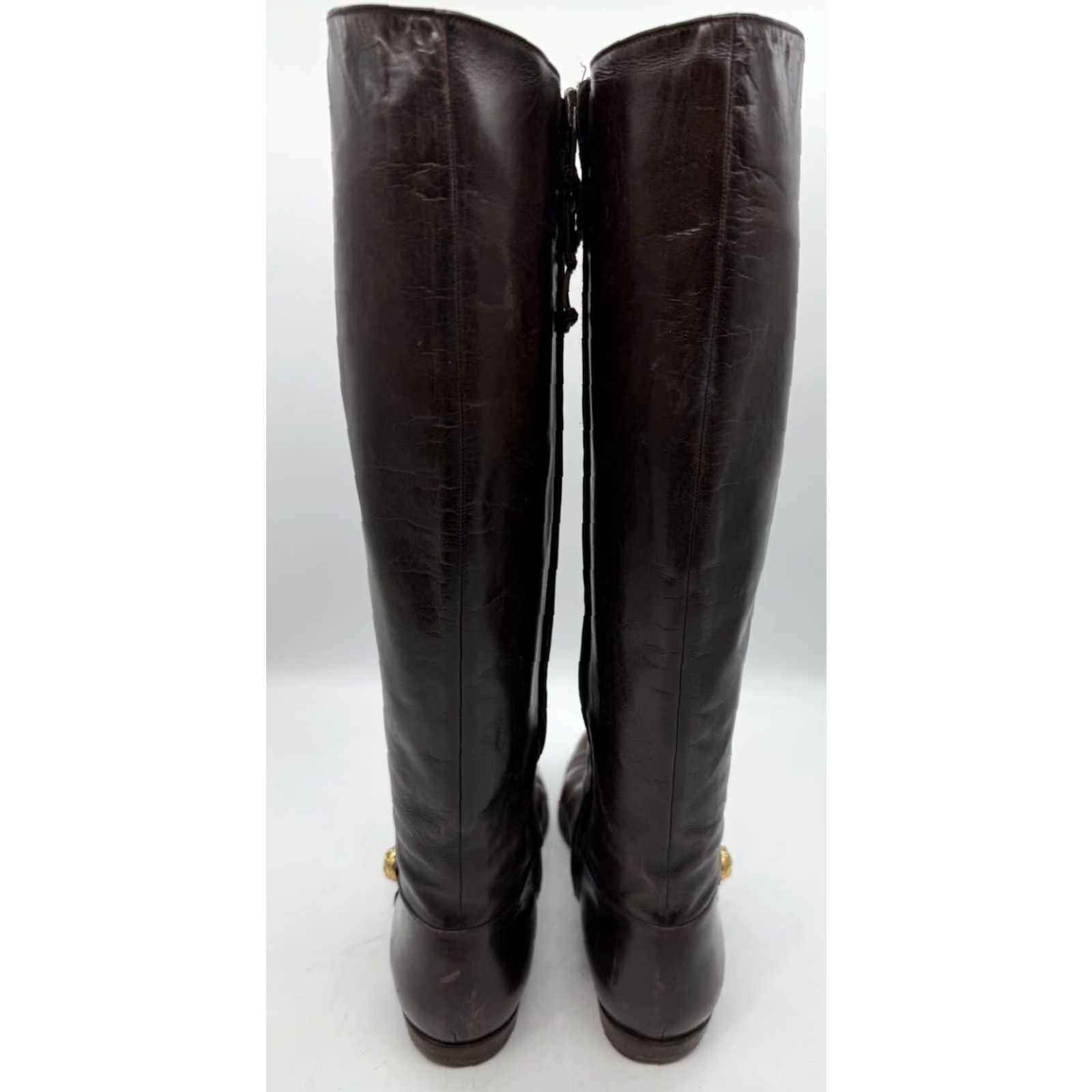 Salvatore Ferragamo Salvatore Ferragamo Womens Brown Riding Boots Size 6.5 AA Narrow Knee High Zipper Leather Upper Ca lf Narrow Boots Fall Womens Shoes Size US 7 / IT 37 - 4 Thumbnail