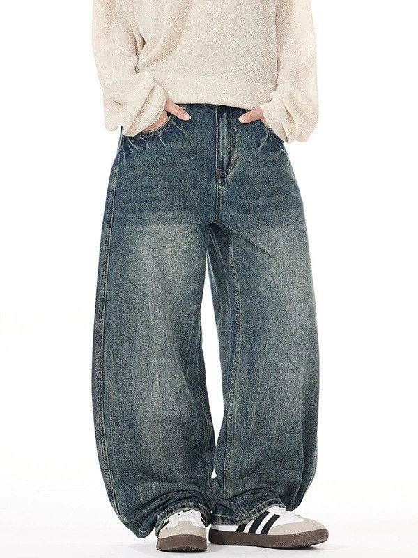Jean Vintage distressed men's lightning loose scimitar jeans Size US 32 / EU 48 - 2 Thumbnail
