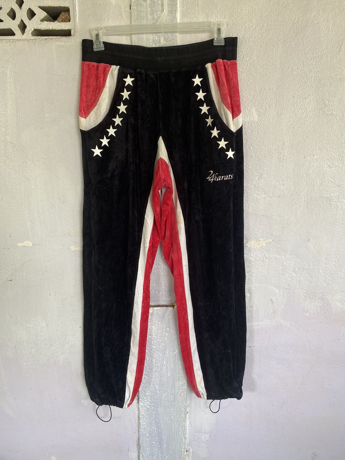 image of 24 Karats Gold Digger Jogger Sweatpants Activewear in Red/Black, Men's (Size 32)