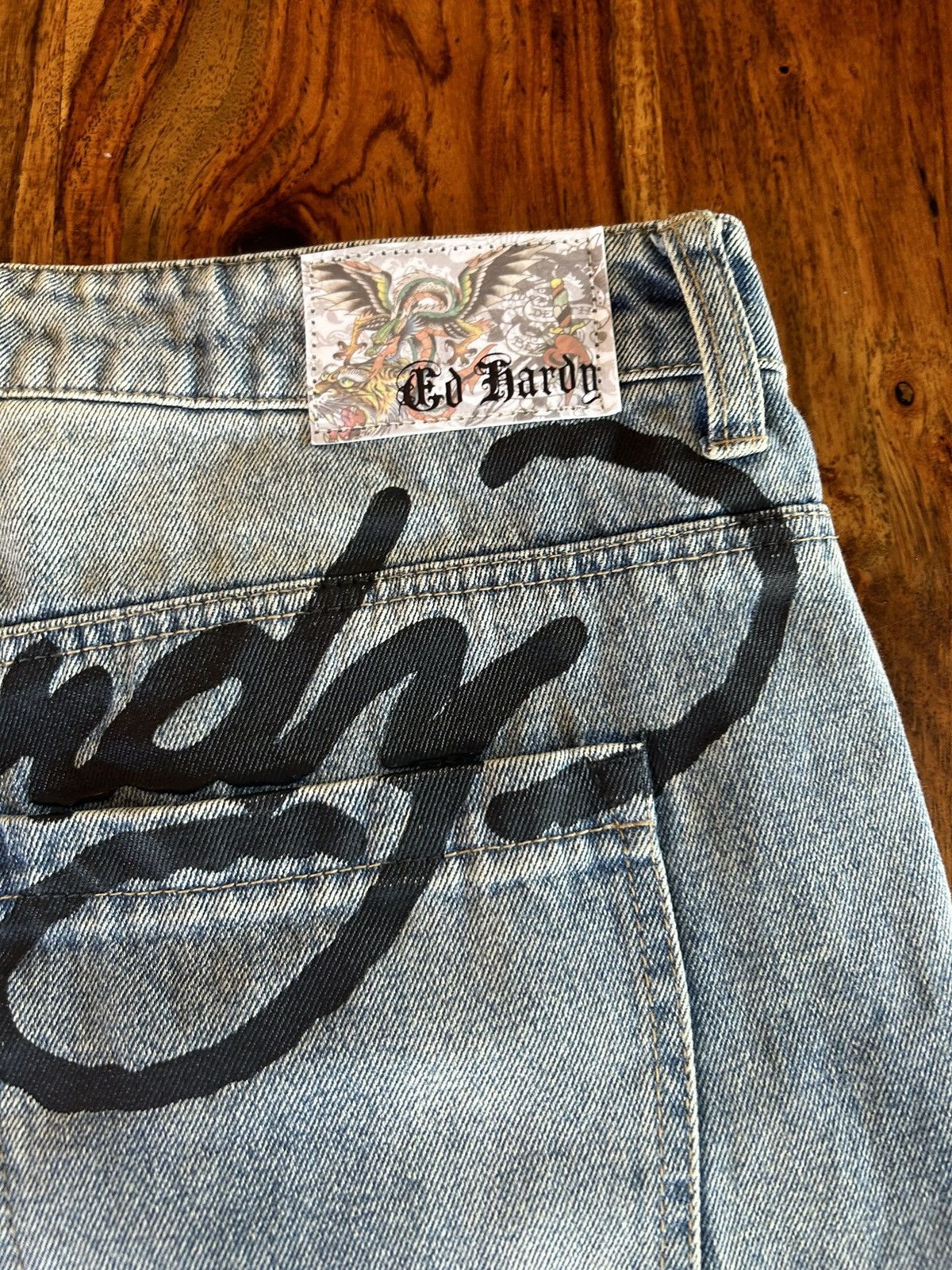 image of Ed Hardy Dg Skull Loose Fit Jean in Blue, Men's (Size 38)