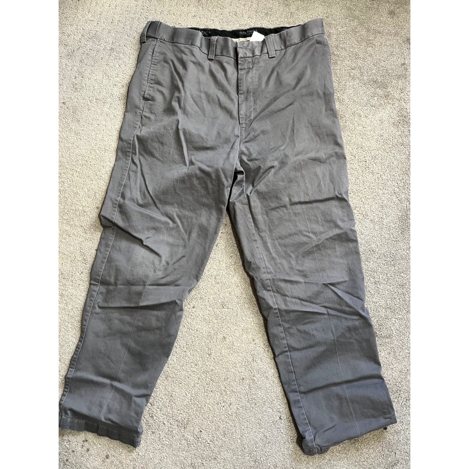 Vintage Oak Hill Khaki Pants Men 42x32 Gray Flat Front Cotton Relaxed Business Casual Formal Button Zipper Regular Inseam 32 Size US 42 / EU 58 - 2 Thumbnail