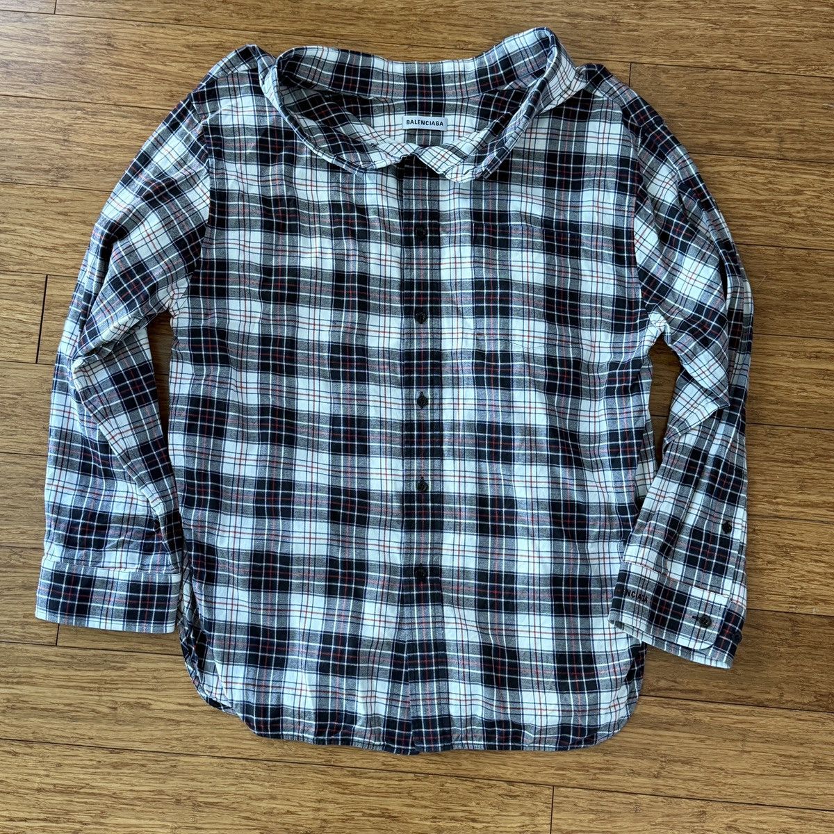 Balenciaga Balenciaga Swing Collar Plaid Shirt, Size 36, Unisex Size US M / EU 48-50 / 2 - 7 Thumbnail