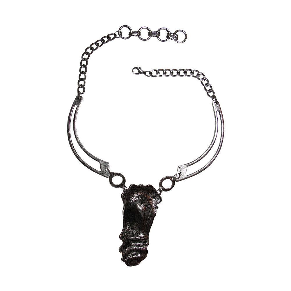 Designer Abstract Silver Plated Figural Face Necklace Size ONE SIZE - 4 Thumbnail