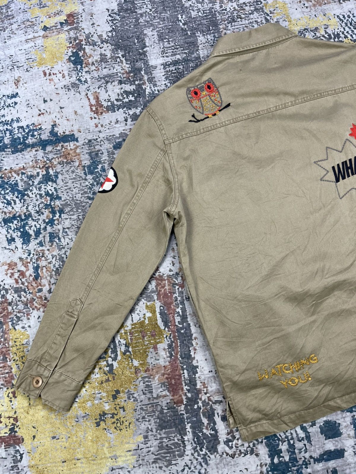 Japanese Brand Rosebud Embroidered Military Inspired Overshirt Jacket Size S / US 4 / IT 40 - 4 Thumbnail