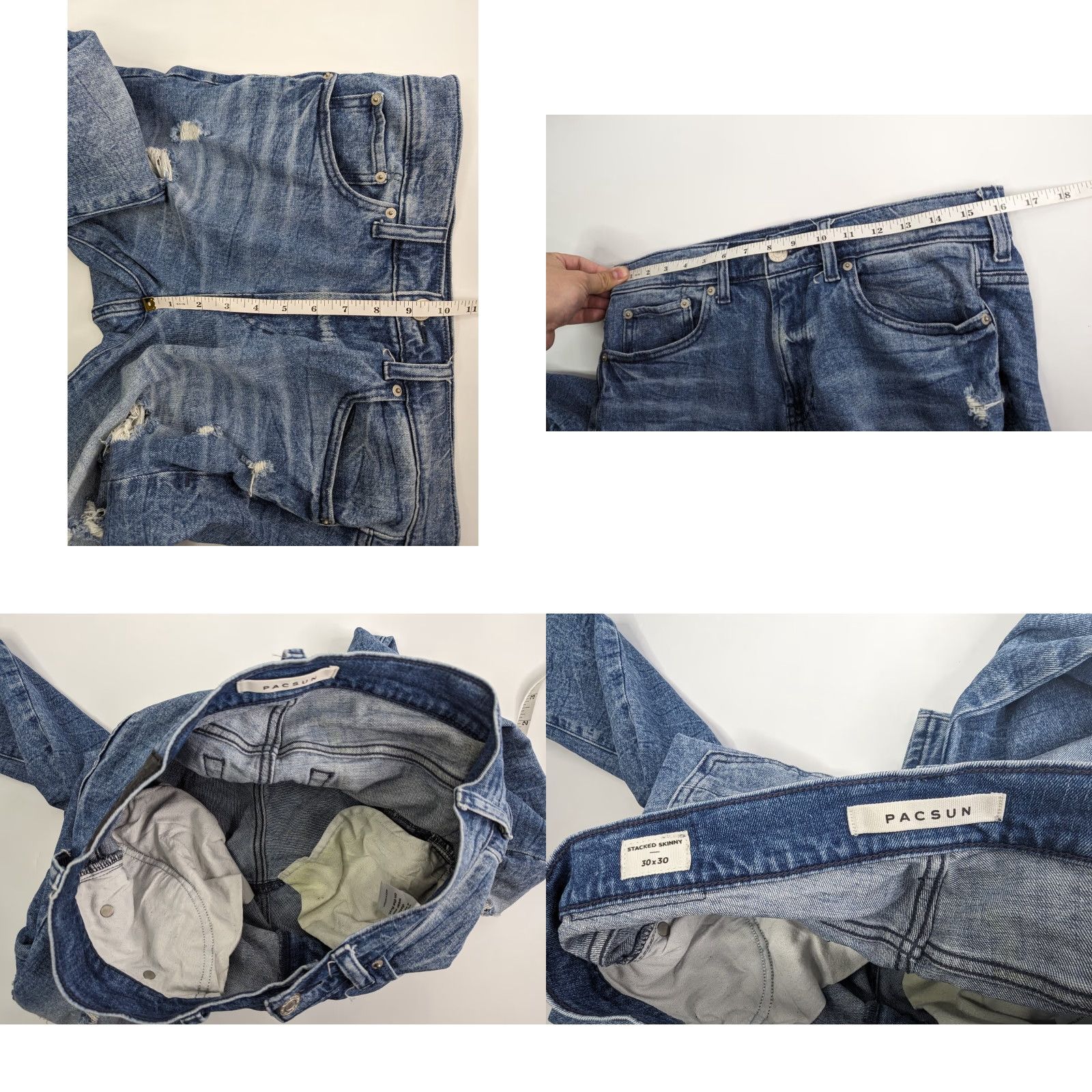 Pacsun PacSun Jeans Skinny 30x30 Mens Blue Distressed Denim Stretch Moto 5-Pocket Size US 30 / EU 46 - 8 Thumbnail