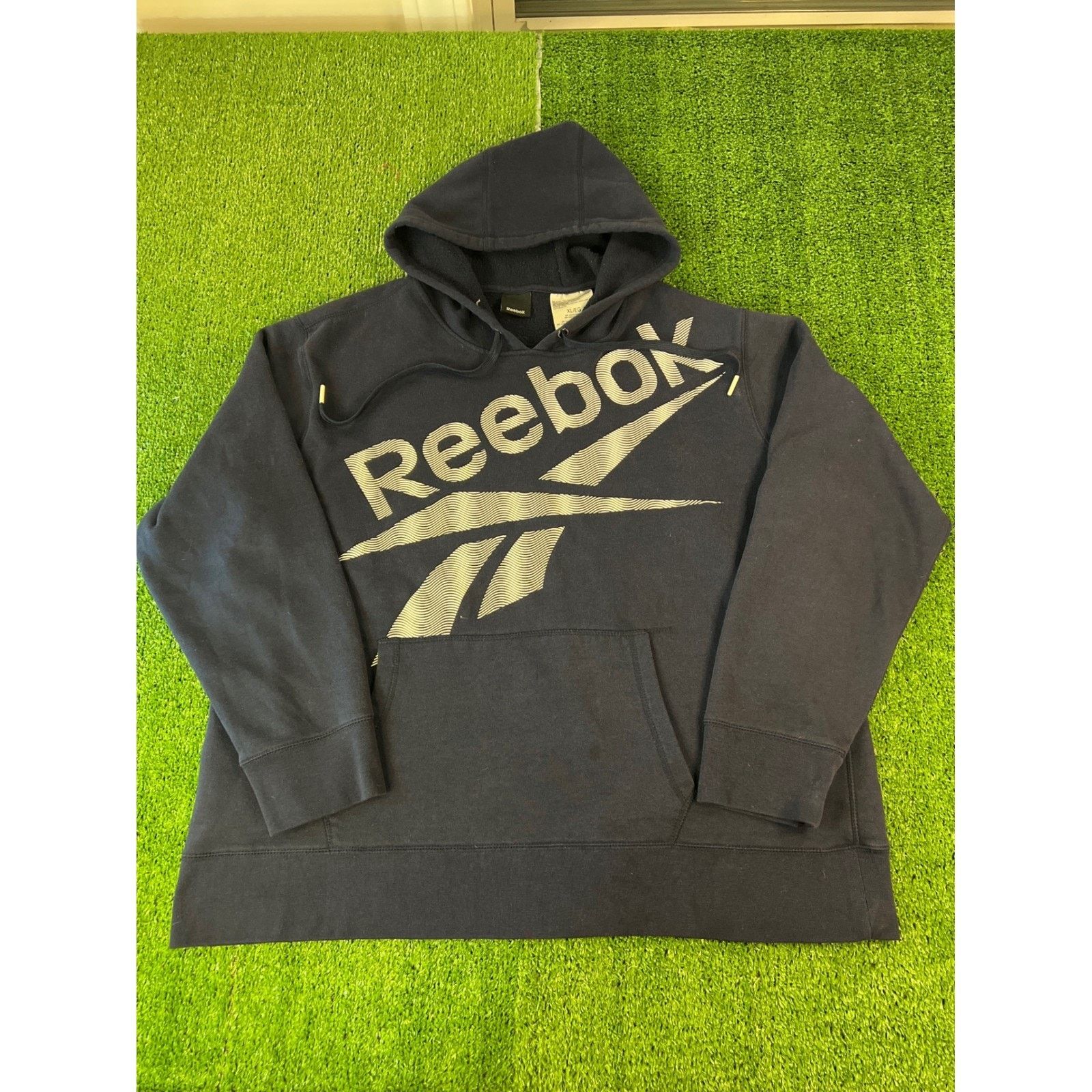 Reebok Reebok Mens Navy Blue Big Logo Pullover Hoodie Sweatshirt XL Size US XL / EU 56 / 4 - 1 Thumbnail
