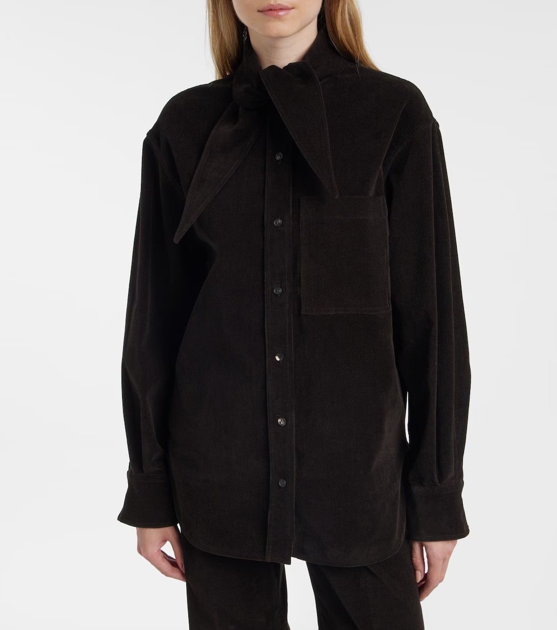 Salvatore Ferragamo o1s1rm0526 Cape-design Blouse in Brown Size S / US 4 / IT 40 - 6 Thumbnail