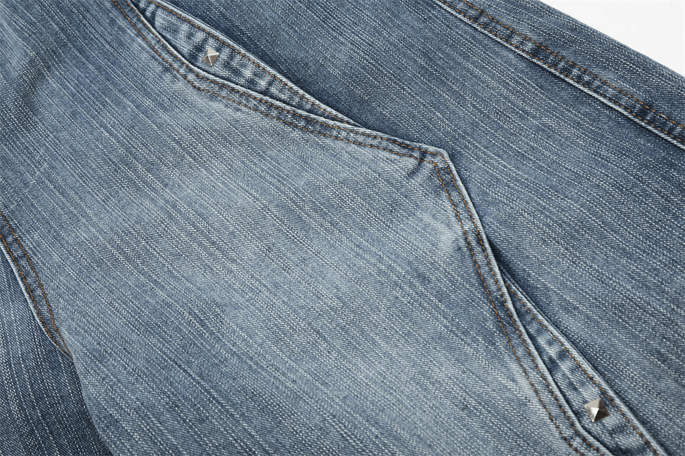 Japanese Brand × Jean Men's loose street washed straight rivet denim shorts Size US 32 / EU 48 - 4 Thumbnail