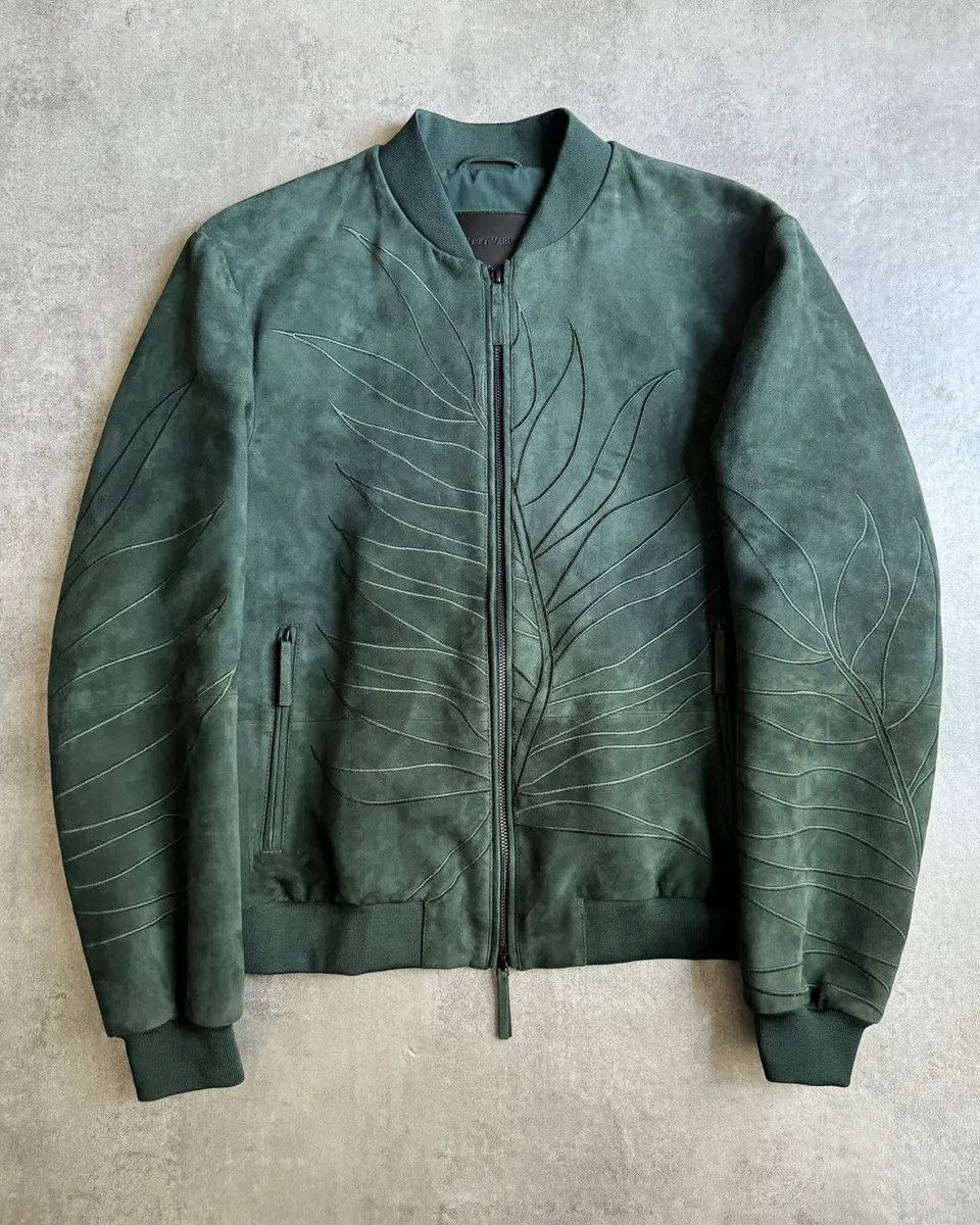 Emporio Armani AW2018 Emporio Armani Olive Leaves Natural Leather Bomber Jacket Size US M / EU 48-50 / 2 - 1 Thumbnail