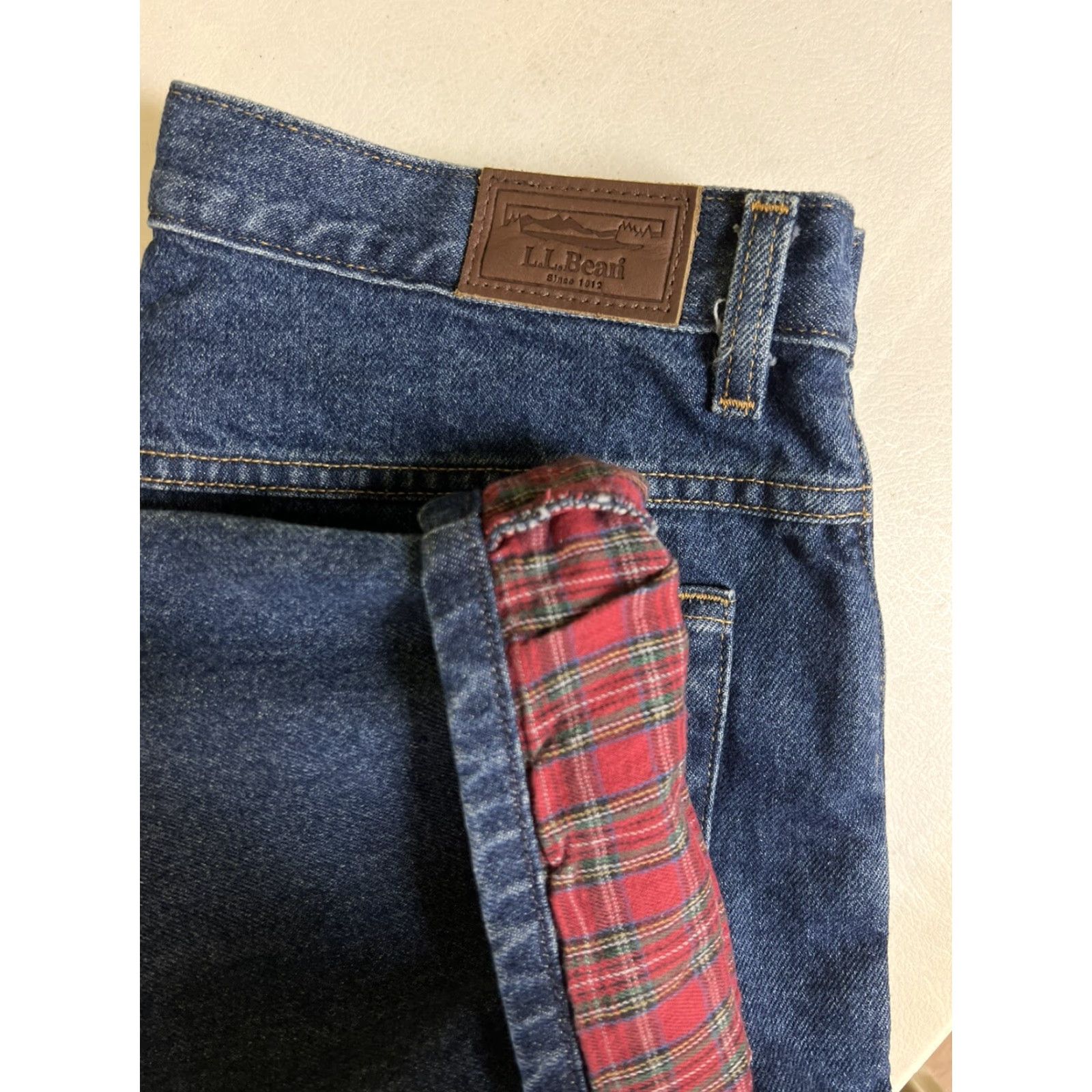 Vintage VINTAGE LL Bean Insulated Jeans Womens 12 R Blue Denim Flannel Lined Tapered Denim Mom Size 34" / US 12 / IT 48 - 3 Thumbnail