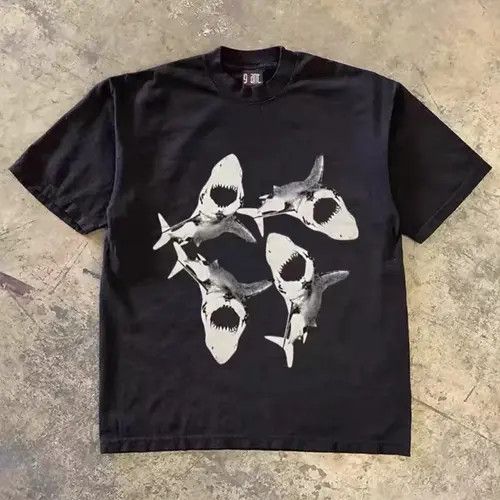 Vintage Kawase x Matsu Black street retro shark print t-shirt Size US M / EU 48-50 / 2 - 1 Thumbnail