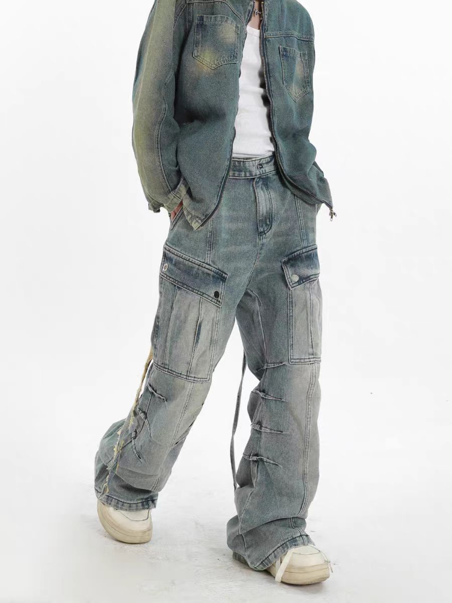 Designer × Japanese Brand Heavy wash vintage pleated multi-pocket micro-flare jeans Size US 29 - 4 Thumbnail