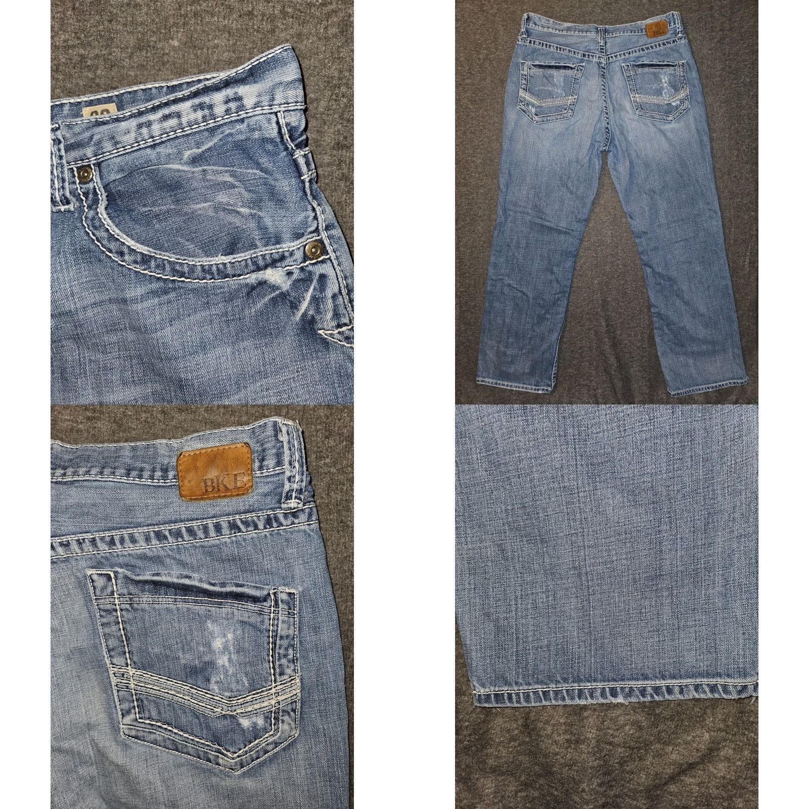 BKE BKE Seth Jeans Men 36x31 Jeans Straight Blue Embroidered Preppy Distressed Cowboy Rock Buckle Bke Regular Mens Size US 36 / EU 52 - 9 Thumbnail