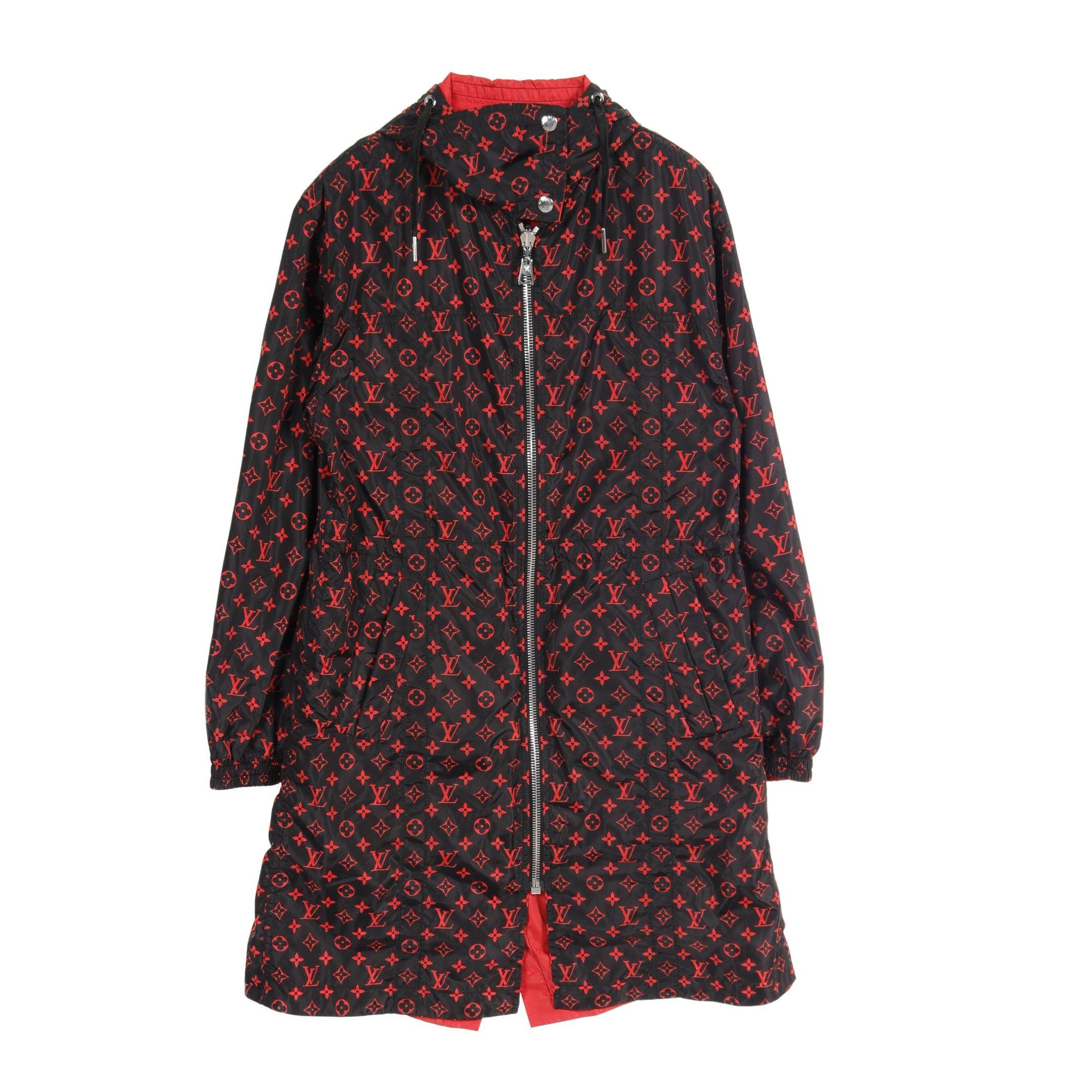 Louis Vuitton Louis Vuitton Monogram Coat Nylon Black Red Hooded Reversible Size ONE SIZE - 1 Thumbnail