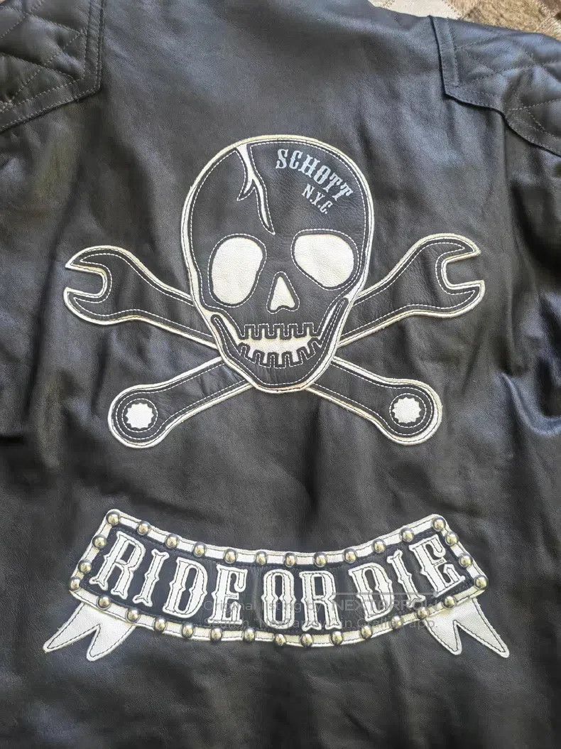 Schott Schott Nude cowhide Harley motorcycle biker jacket Size US XL / EU 56 / 4 - 4 Thumbnail