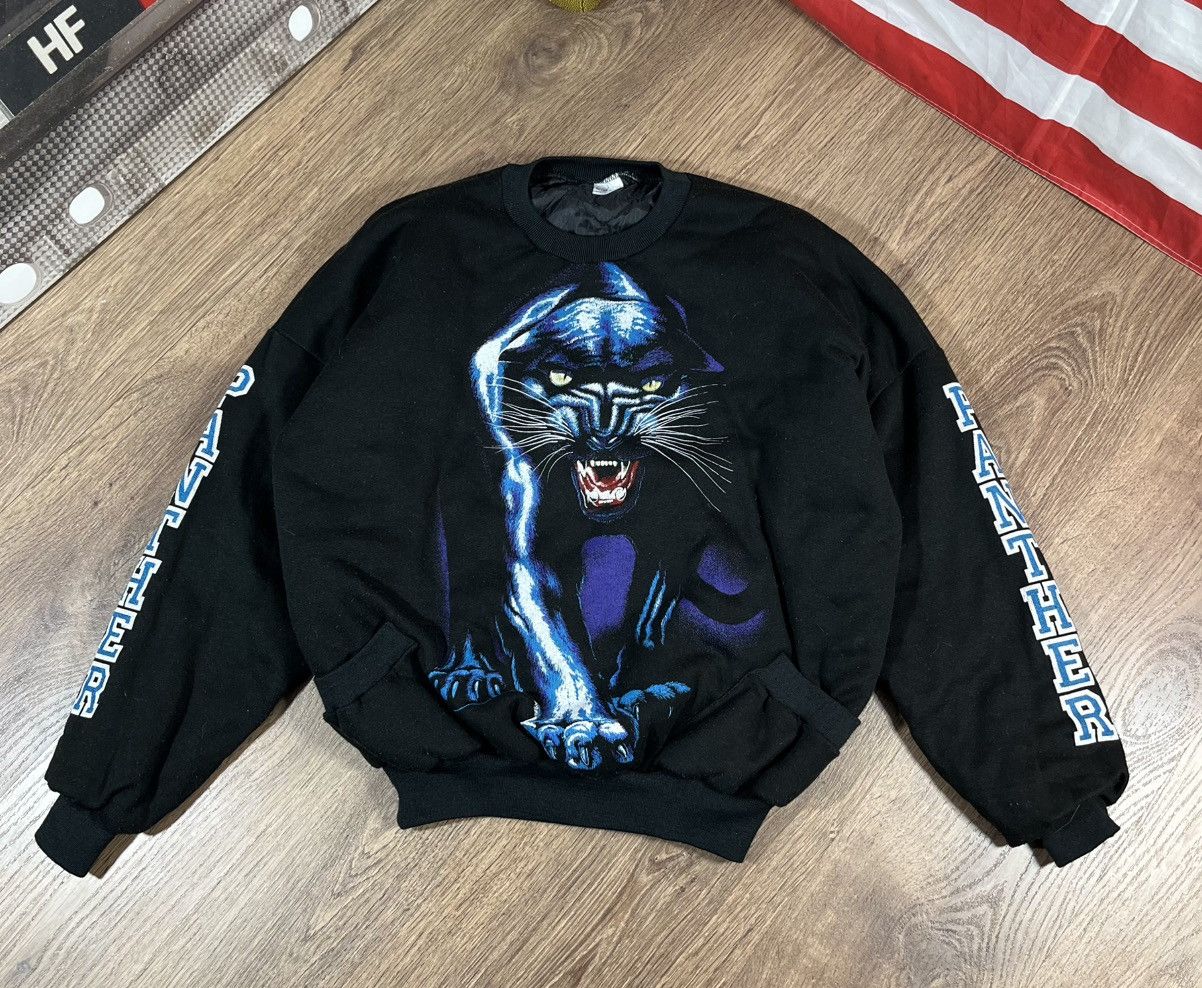 Vintage Vintage 90s Panther Sweatshirt Quilted Lined Jacket Size US L / EU 52-54 / 3 - 1 Thumbnail