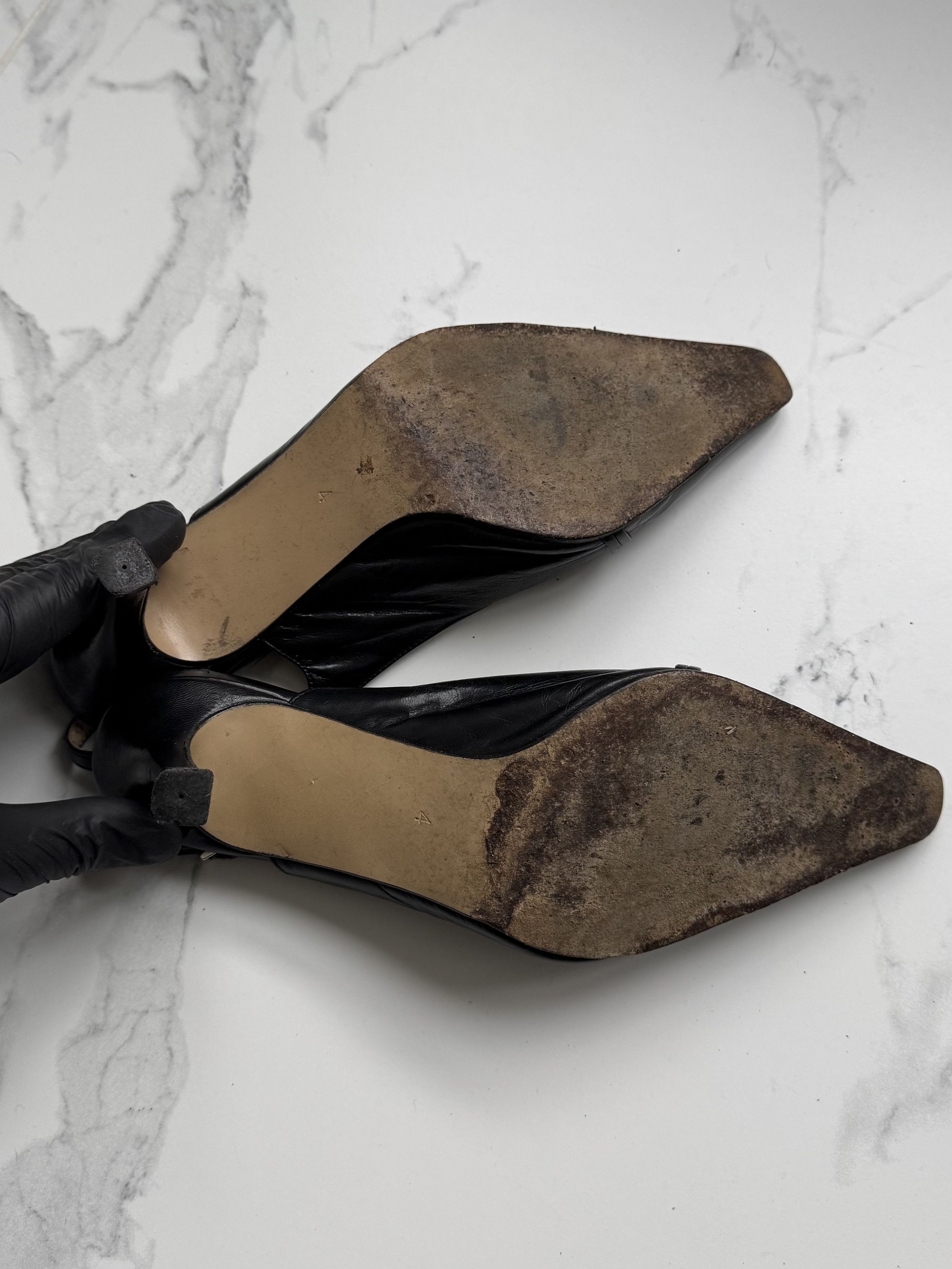Vintage Vintage Leather Slingback Heels Pointed Toe Kitten Heel Size US 6 / IT 36 - 7 Thumbnail