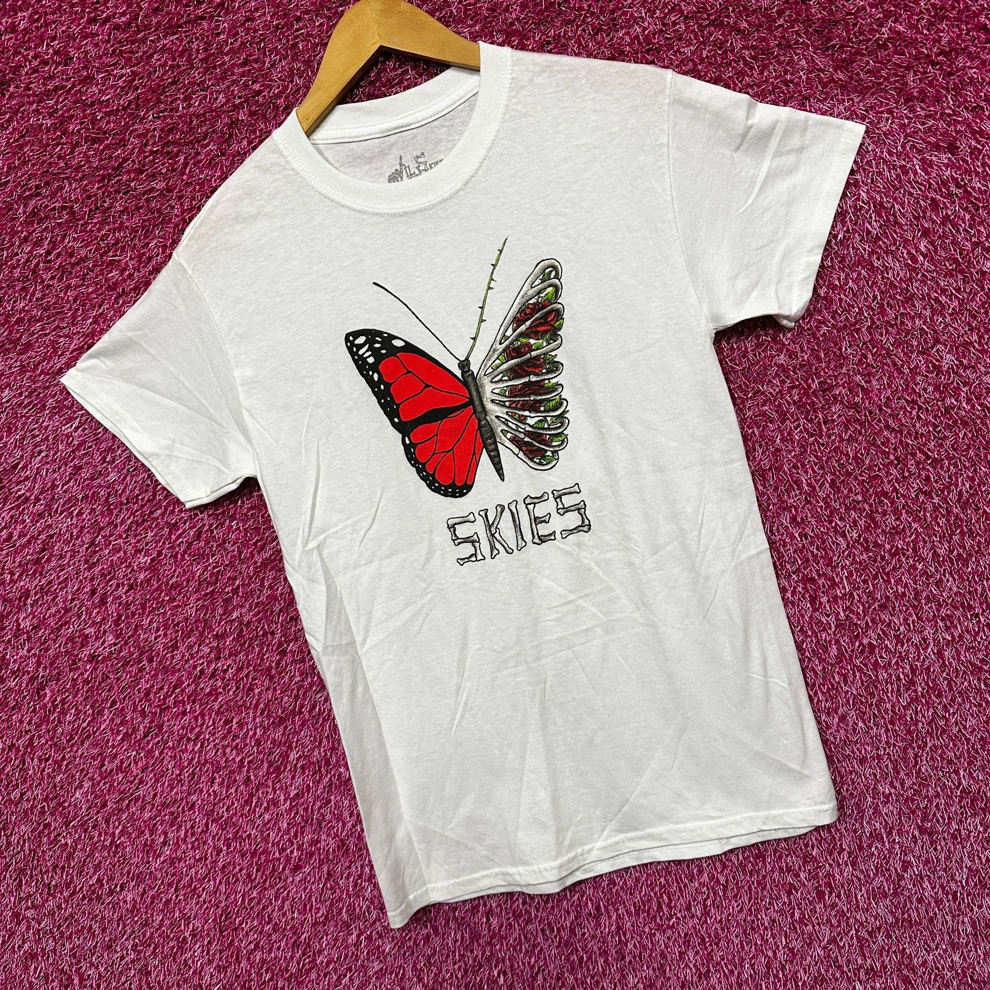 Rap Tees Lil Skies Shelby Butterfly Skeleton Wing Roses Emo Rap Tee S Size US S / EU 44-46 / 1 - 3 Thumbnail